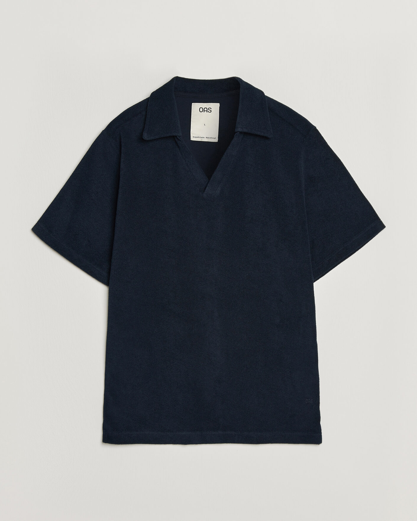 Homme | Polos | OAS | Serif Regular Fit Terry Open Collar Polo Dark Blue