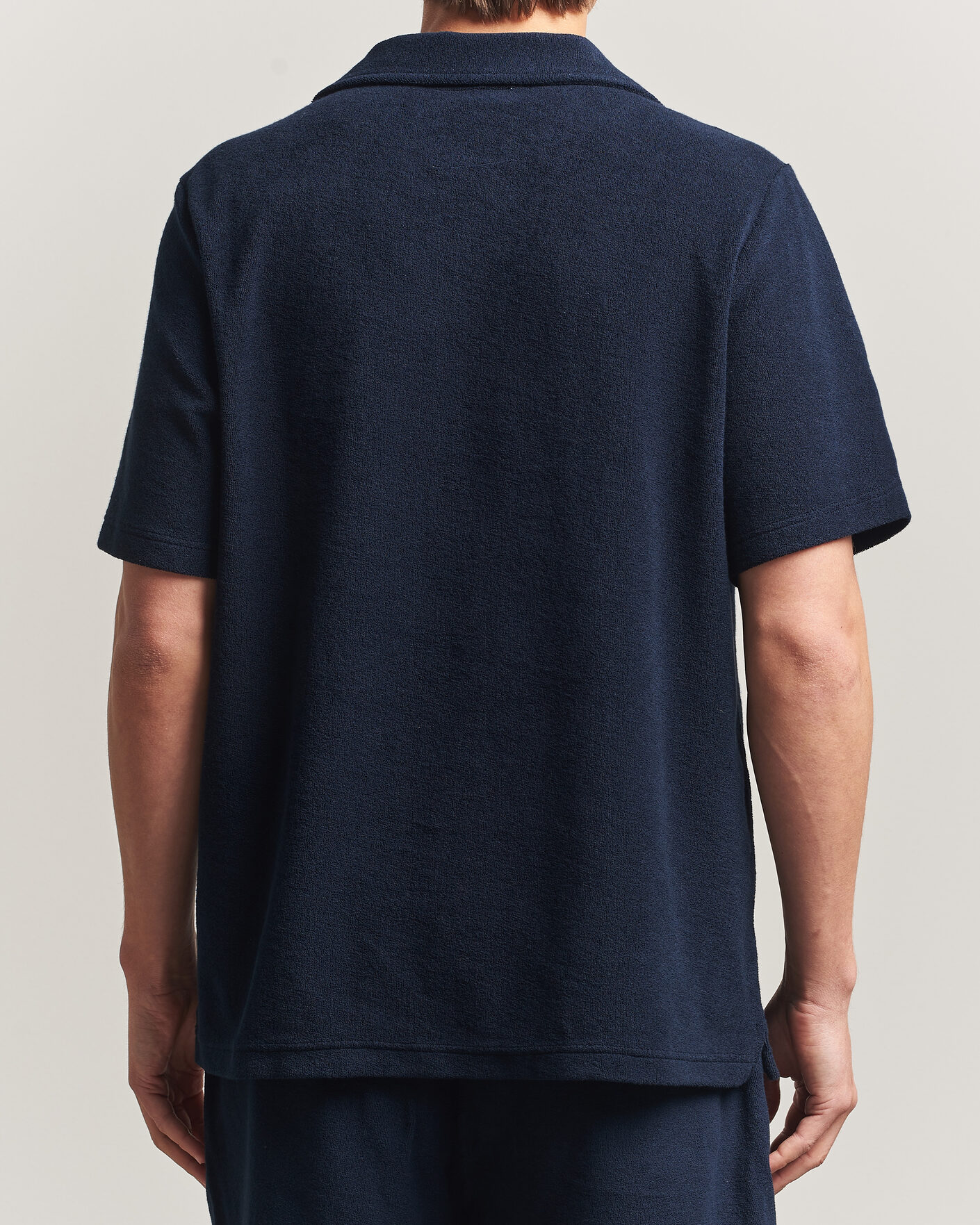 Homme | Polos | OAS | Serif Regular Fit Terry Open Collar Polo Dark Blue