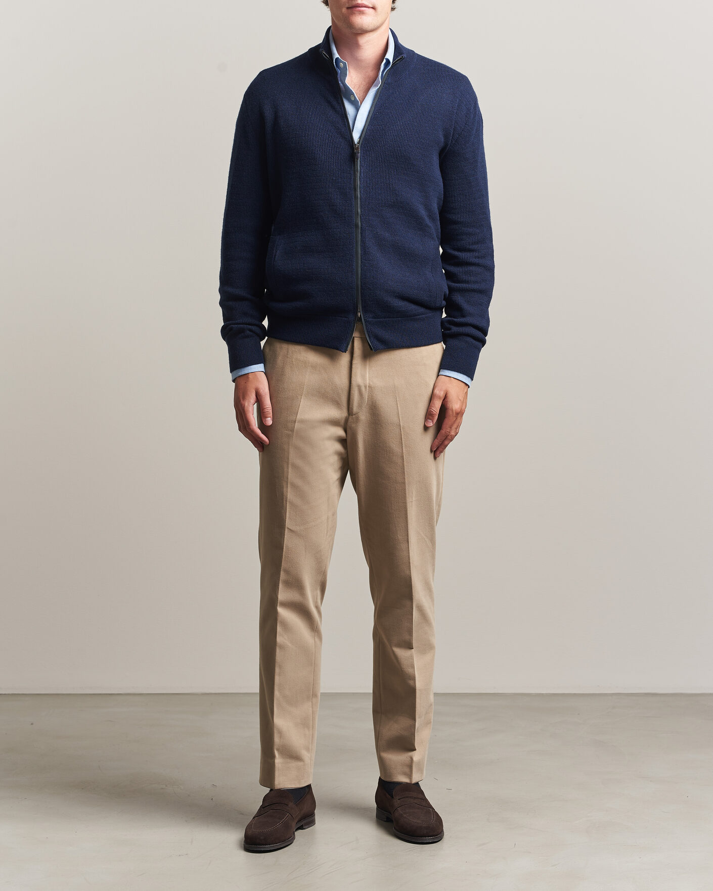 Homme | Pulls Et Tricots | Canali | Wool/Cashmere Full Zip Cardigan Navy