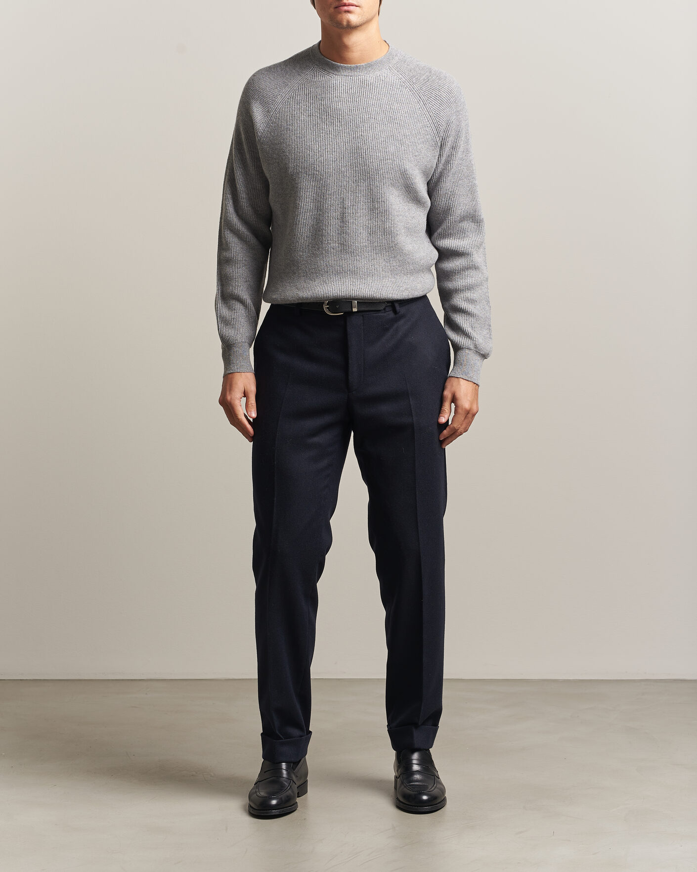 Homme | Pulls Et Tricots | Canali | Rib Cashmere Sweater Light Grey