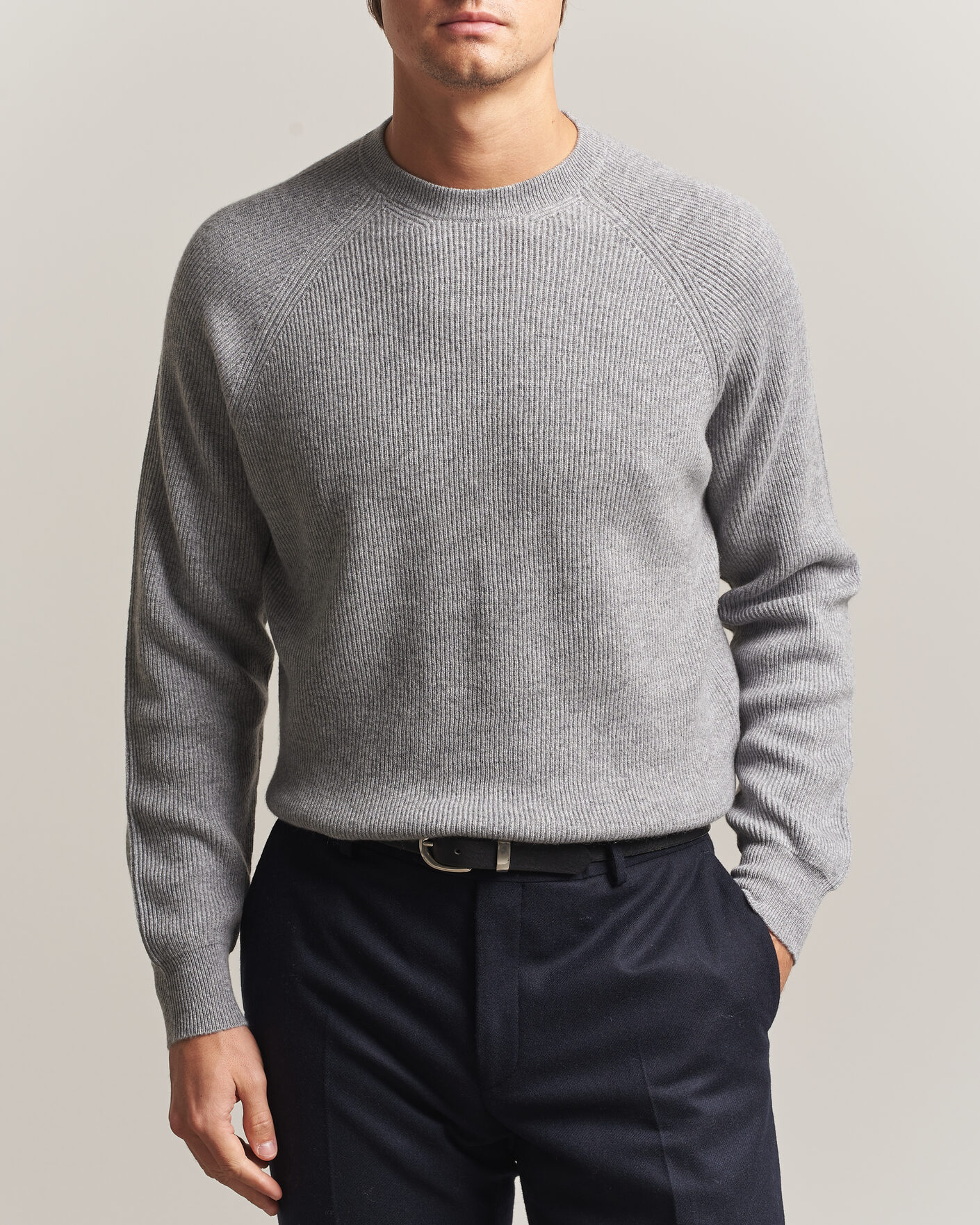 Homme | Pulls Et Tricots | Canali | Rib Cashmere Sweater Light Grey