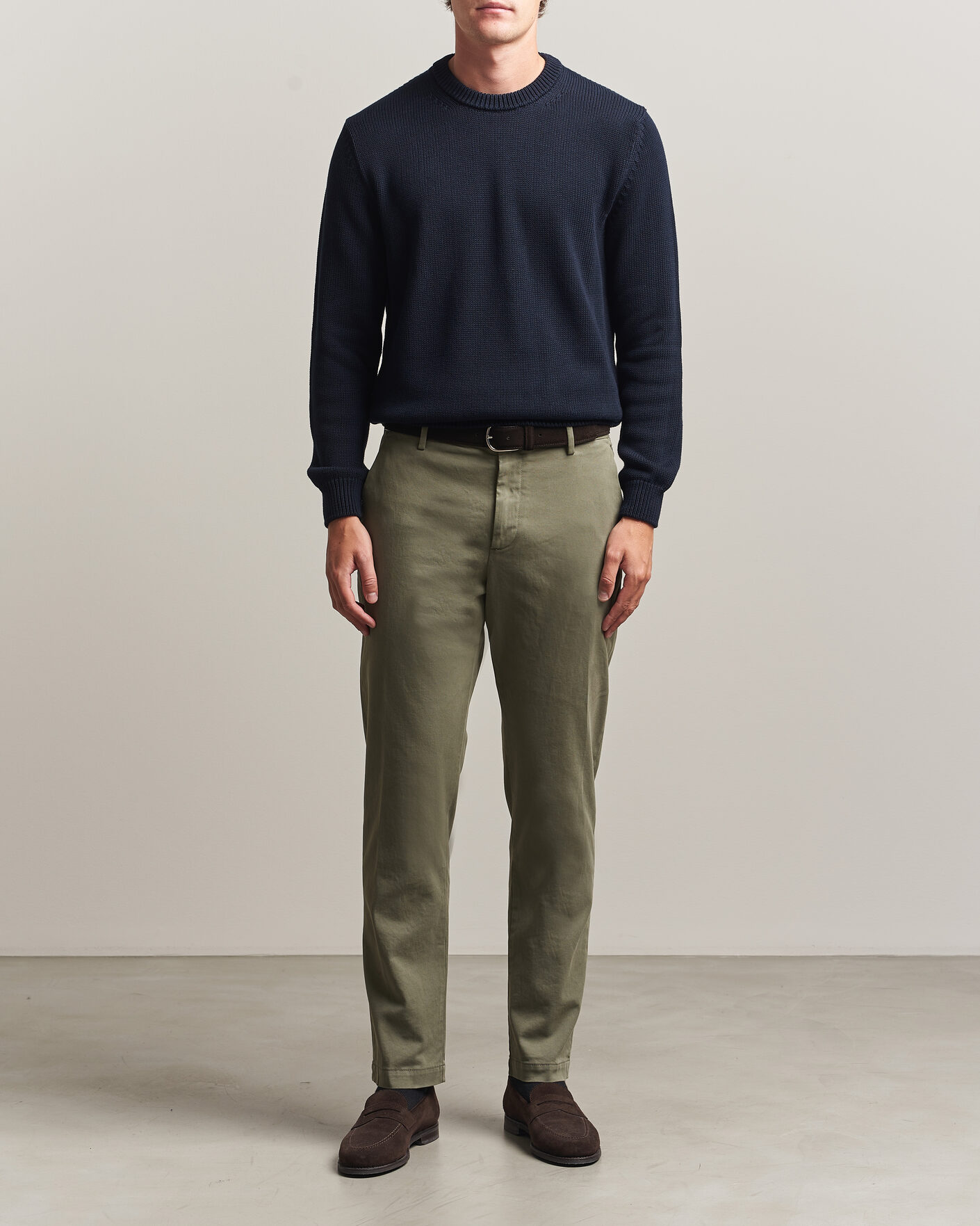 Homme | Pantalons | Canali | Cotton Twill Chinos Olive