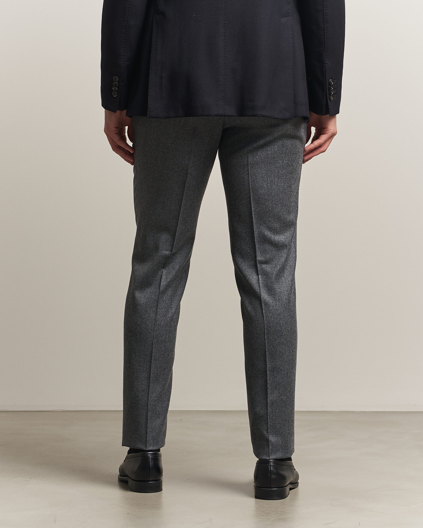 Homme | Pantalons | Canali | Slim Fit Flannel Trousers Grey Melange