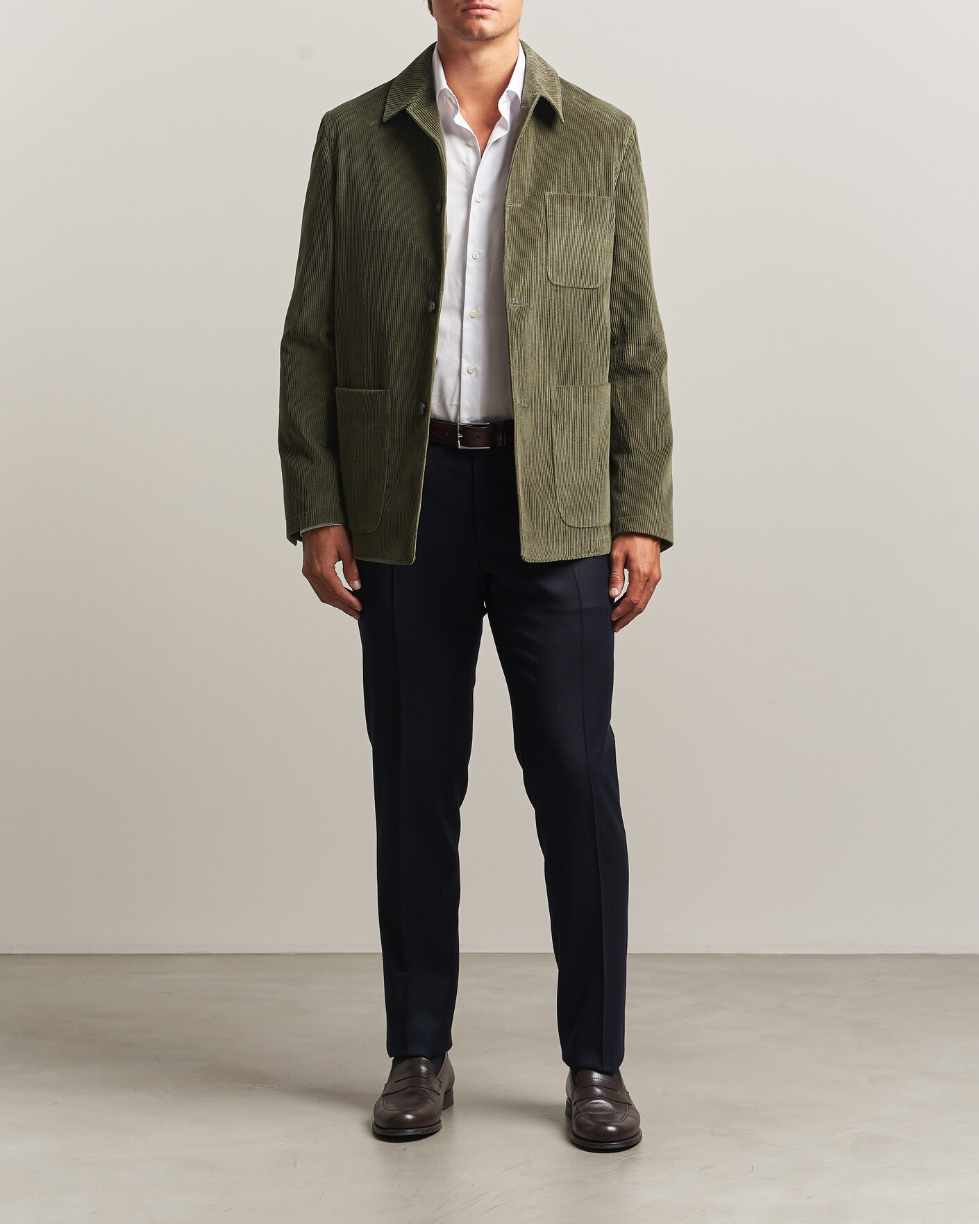 Homme | Pantalons | Canali | Slim Fit Flannel Trousers Navy