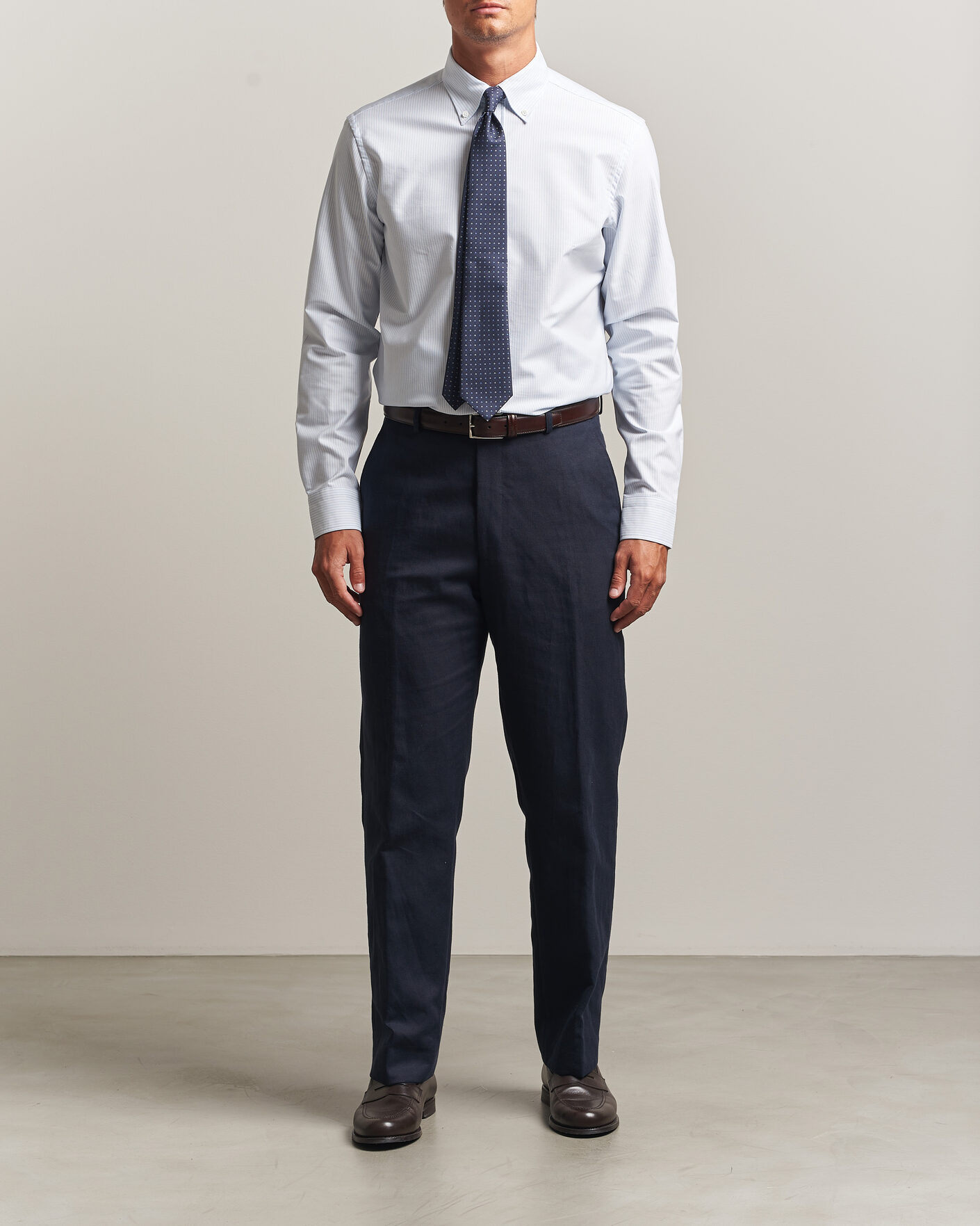 Homme | Chemises | Canali | Oxford Button Down Shirt Light Blue Stripe