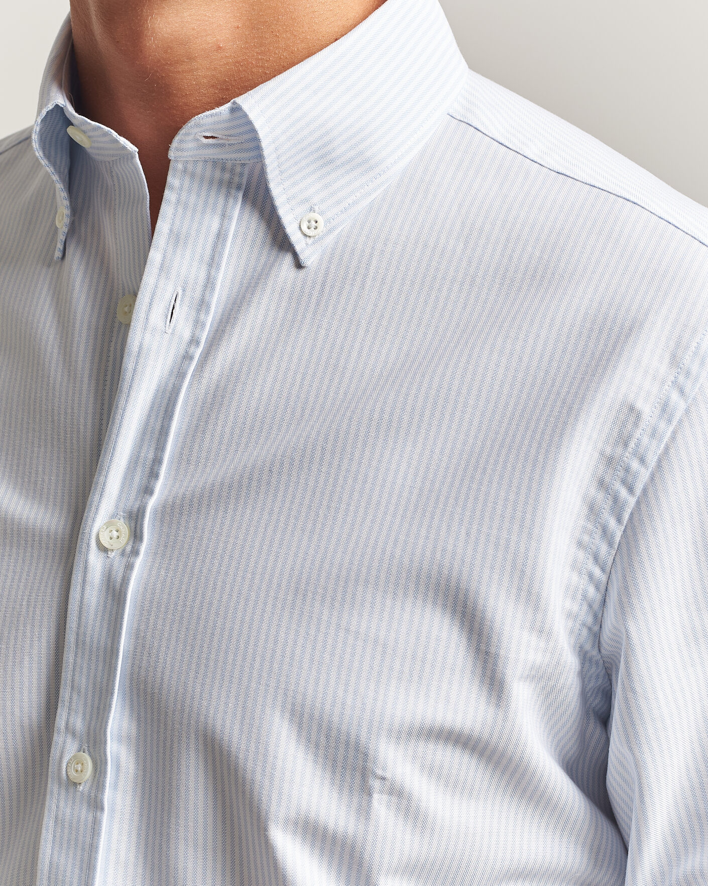 Homme | Chemises | Canali | Oxford Button Down Shirt Light Blue Stripe