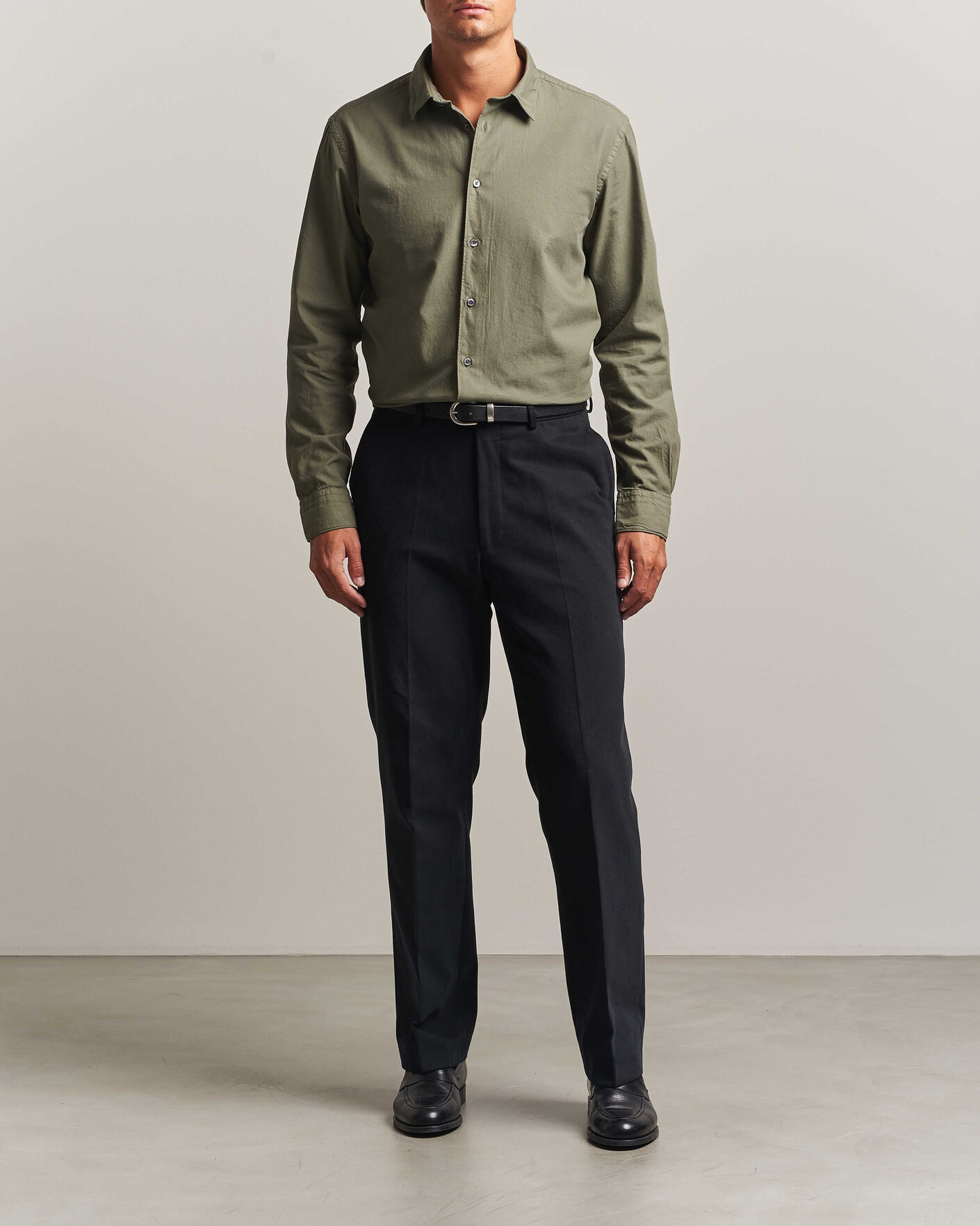 Homme | Chemises | Canali | Garment Dyed Cotton Shirt Olive