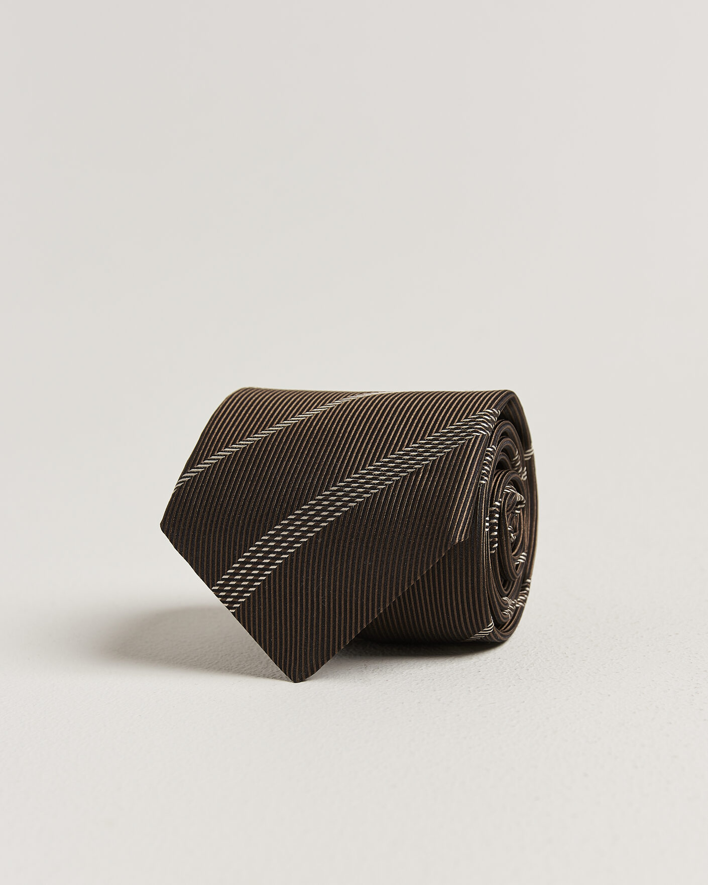 Homme | Cravates | Canali | Regimental Stripe Silk Tie Brown