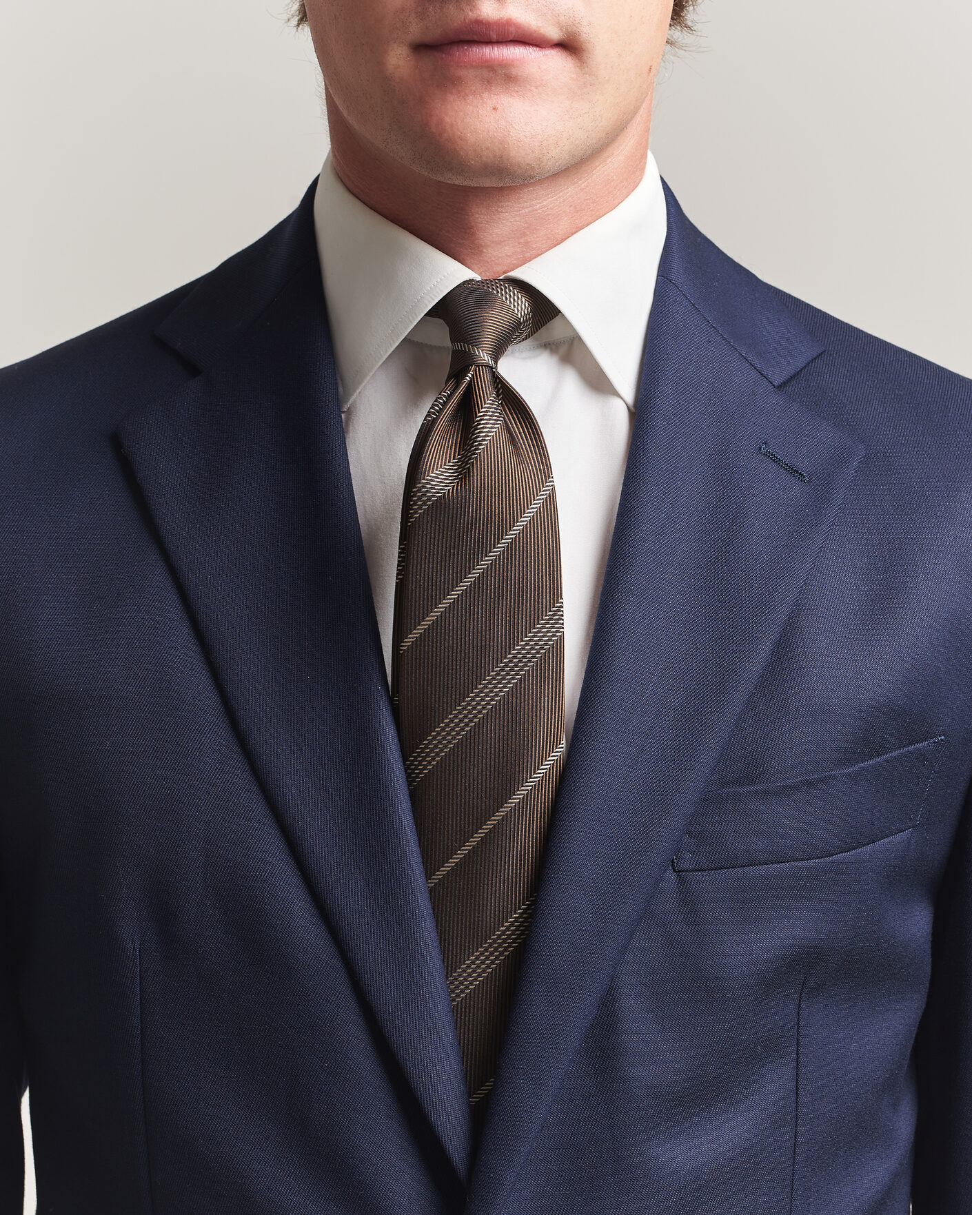 Homme | Cravates | Canali | Regimental Stripe Silk Tie Brown