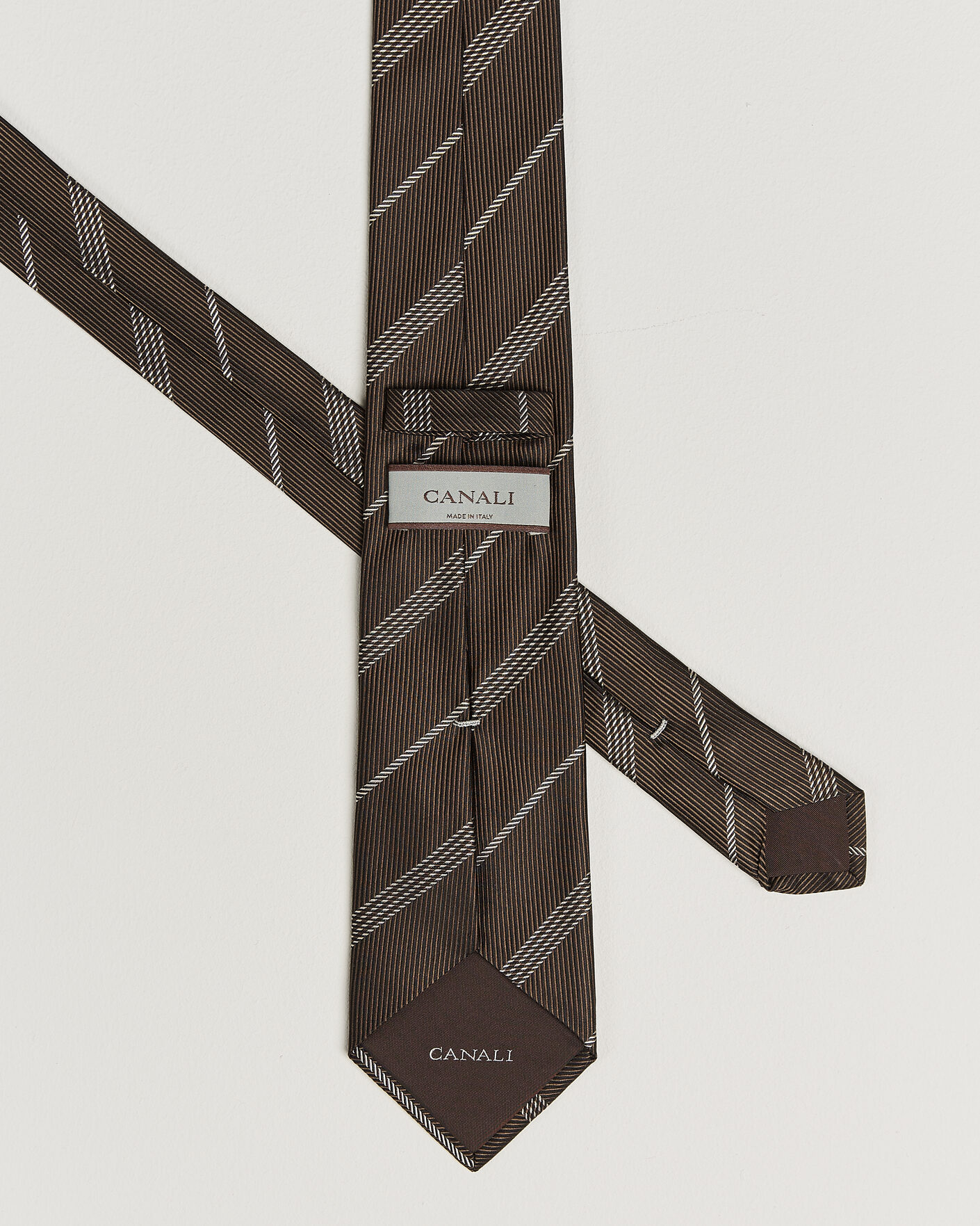 Homme | Cravates | Canali | Regimental Stripe Silk Tie Brown