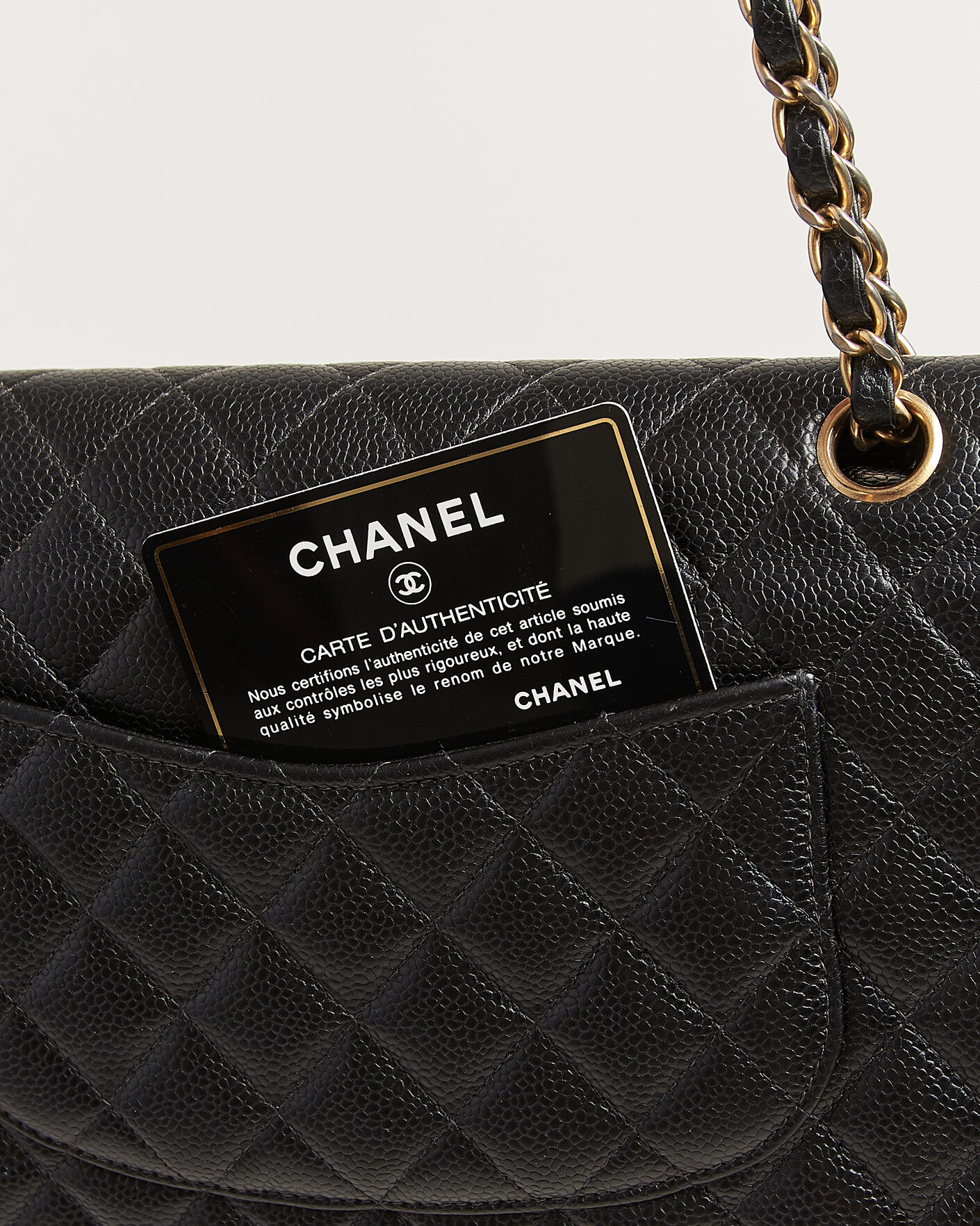 Homme | Chanel Pre-Owned Classic Medium Double Flap Bag Caviar Leather Black | Chanel Pre-Owned | Classic Medium Double Flap Bag Caviar Leather Black