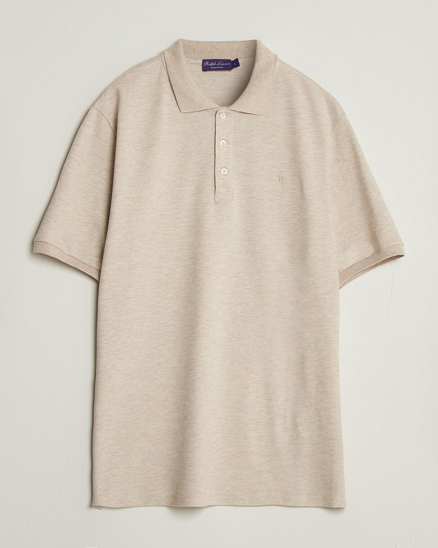Homme | Polos | Ralph Lauren Purple Label | Short Sleeve Mercerized Cotton Polo Beige Melange