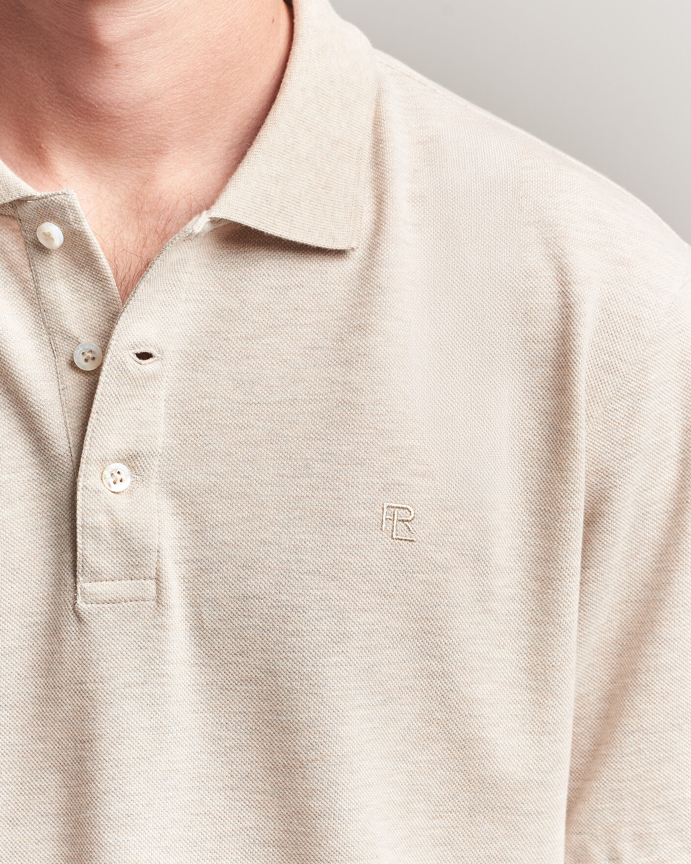 Homme | Polos | Ralph Lauren Purple Label | Short Sleeve Mercerized Cotton Polo Beige Melange