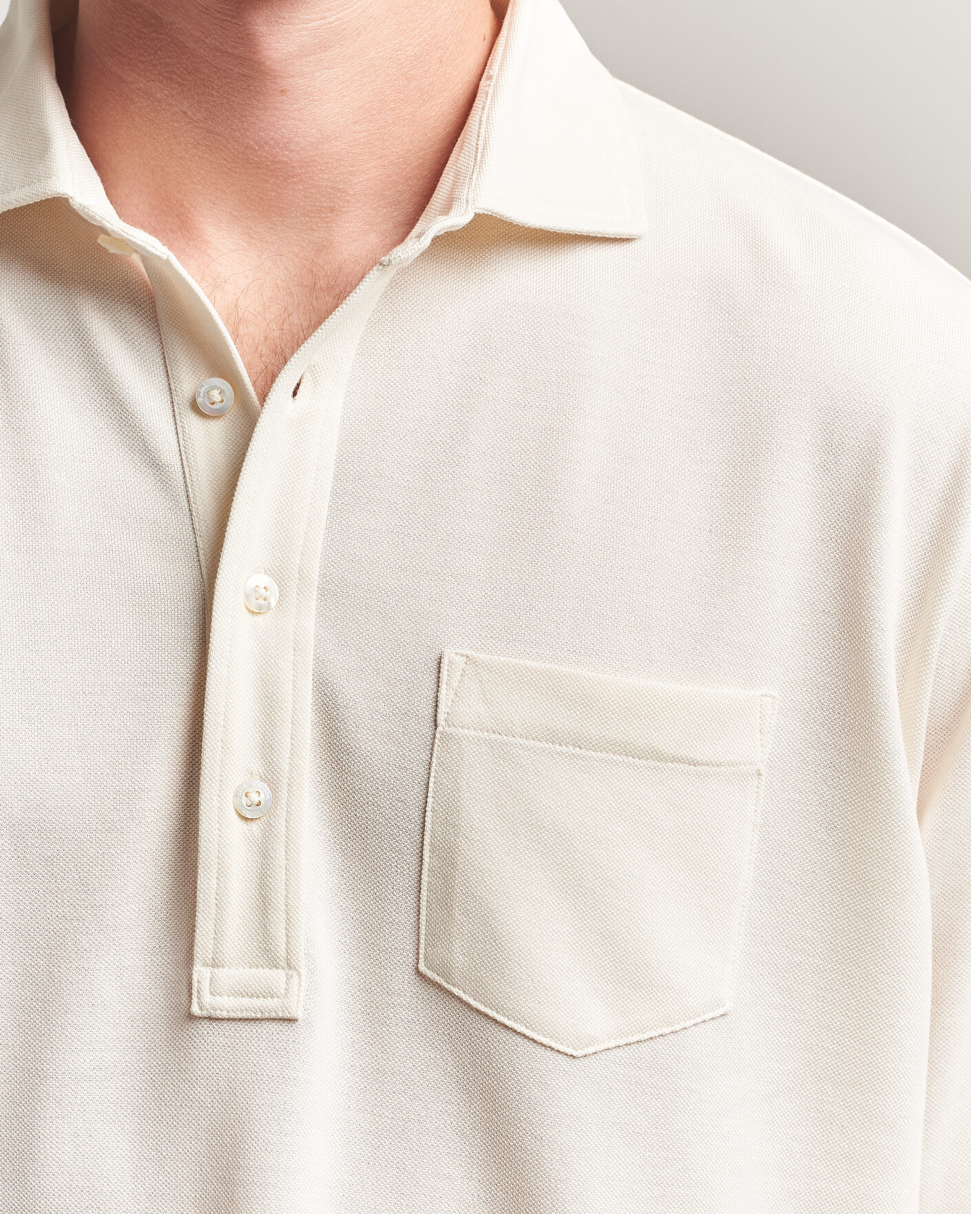 Homme | Polos | Ralph Lauren Purple Label | Long Sleeve Washed Polo Classic Cream
