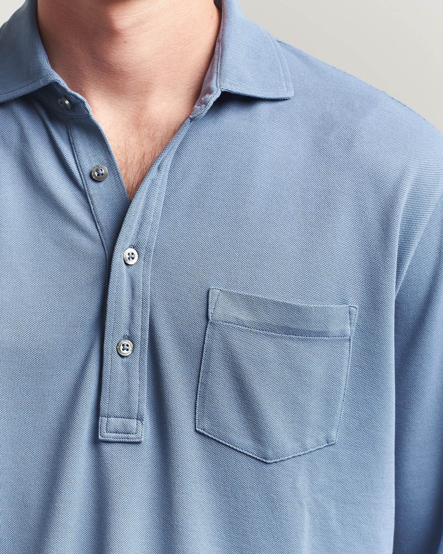 Homme | Polos | Ralph Lauren Purple Label | Long Sleeve Washed Polo Blue Horizon