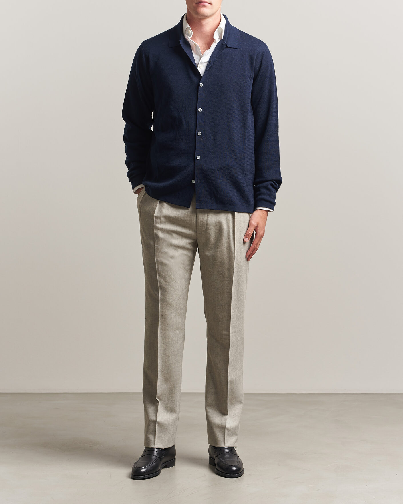 Homme | Pantalons | Ralph Lauren Purple Label | Gregory Pleated Flannel Trousers Pearl Grey