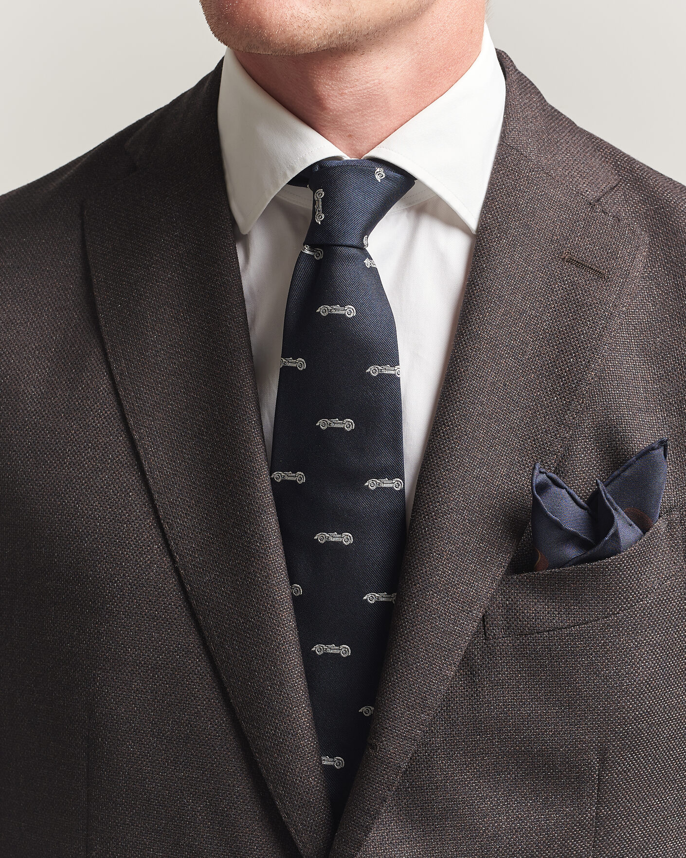 Homme | Cravates | Ralph Lauren Purple Label | Jacquard Race Cars Silk Tie Navy