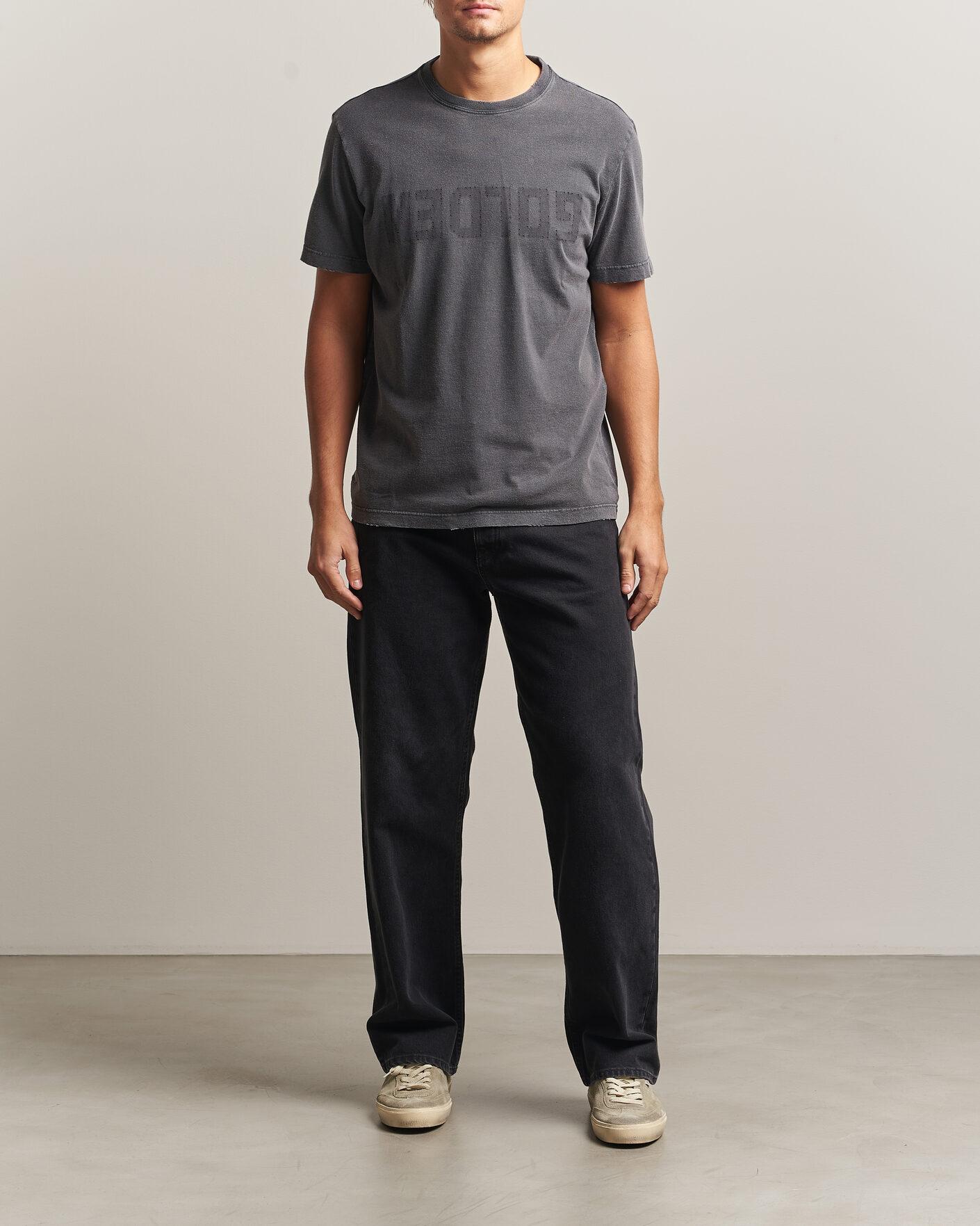 Homme | T-shirts | Golden Goose | Distressed Cotton T-Shirt Anthracite