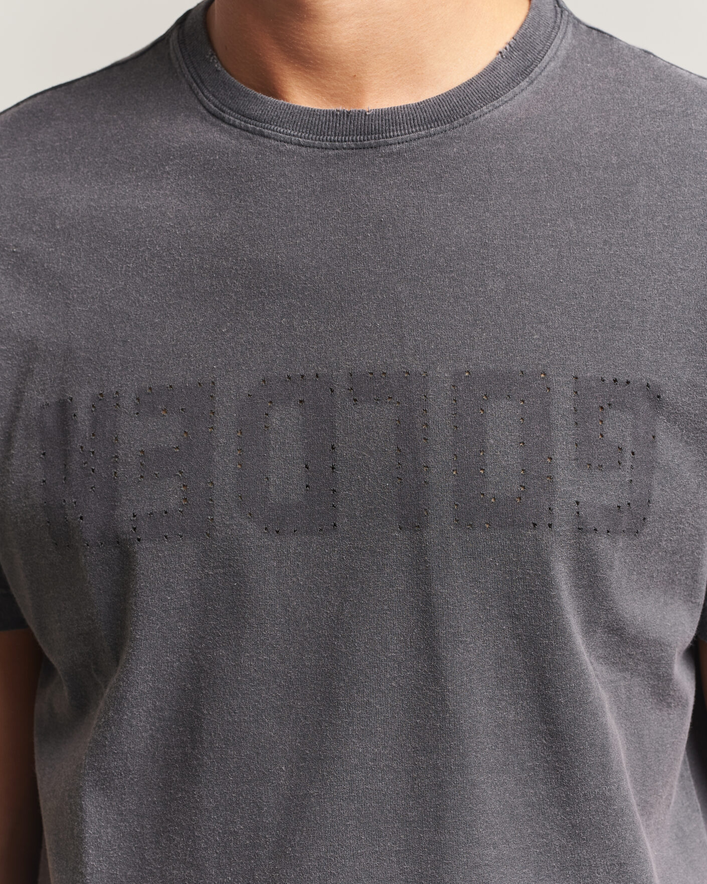 Homme | T-shirts | Golden Goose | Distressed Cotton T-Shirt Anthracite