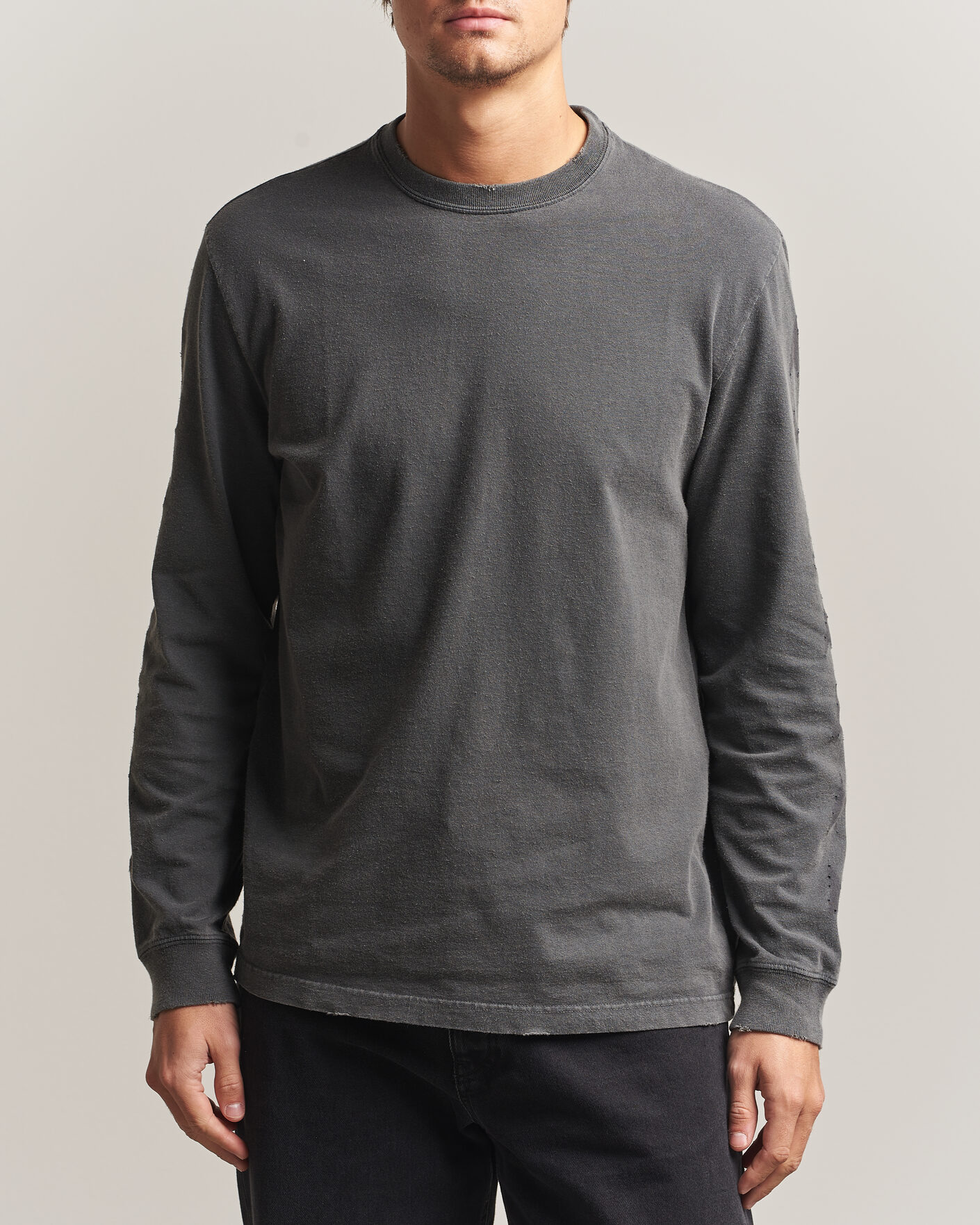 Homme | Pulls Et Tricots | Golden Goose | Long Sleeve Garment Dyed T-Shirt Anthracite