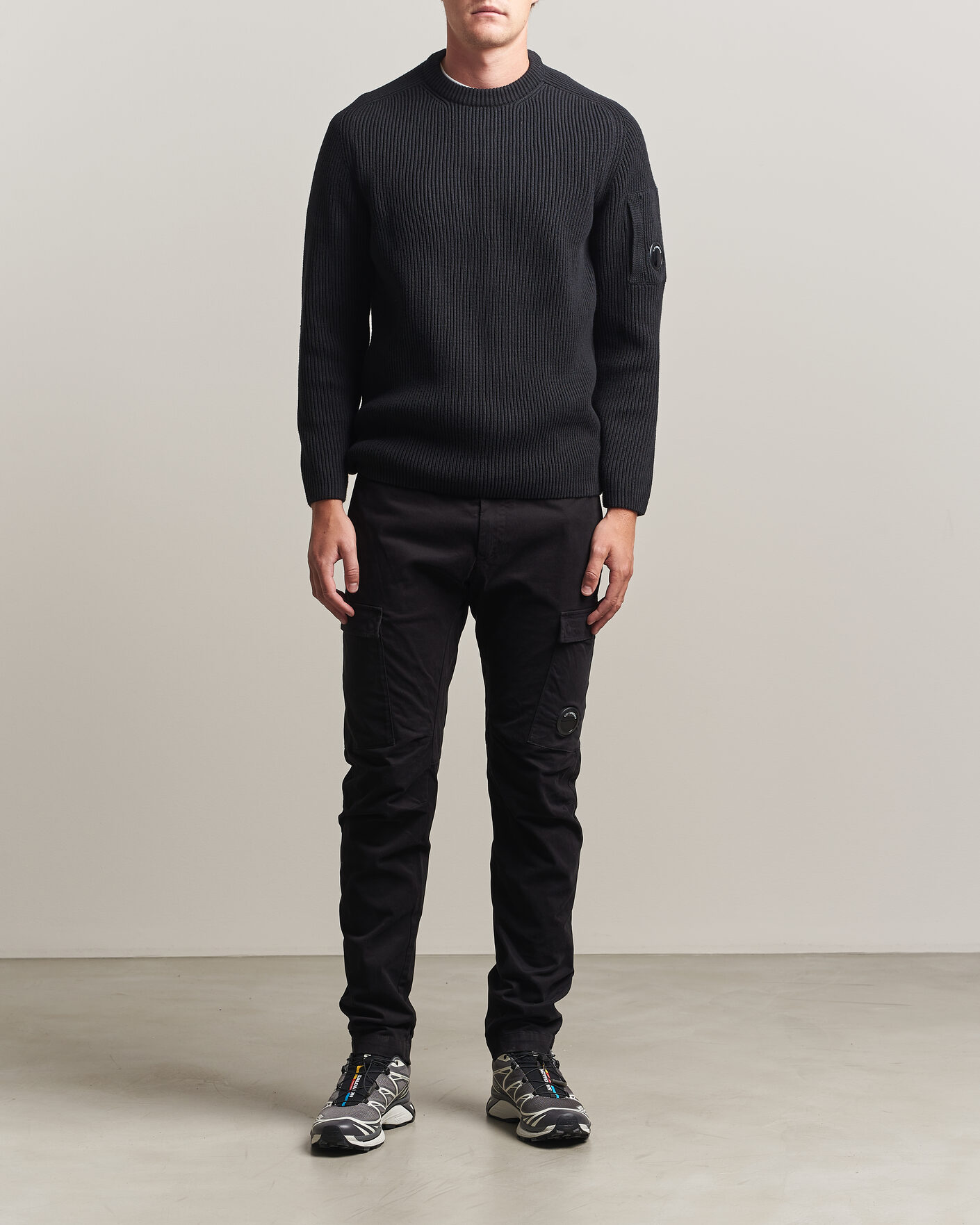 Homme | Pantalons | C.P. Company | Stretch Satin Lens Cargo Pants Black