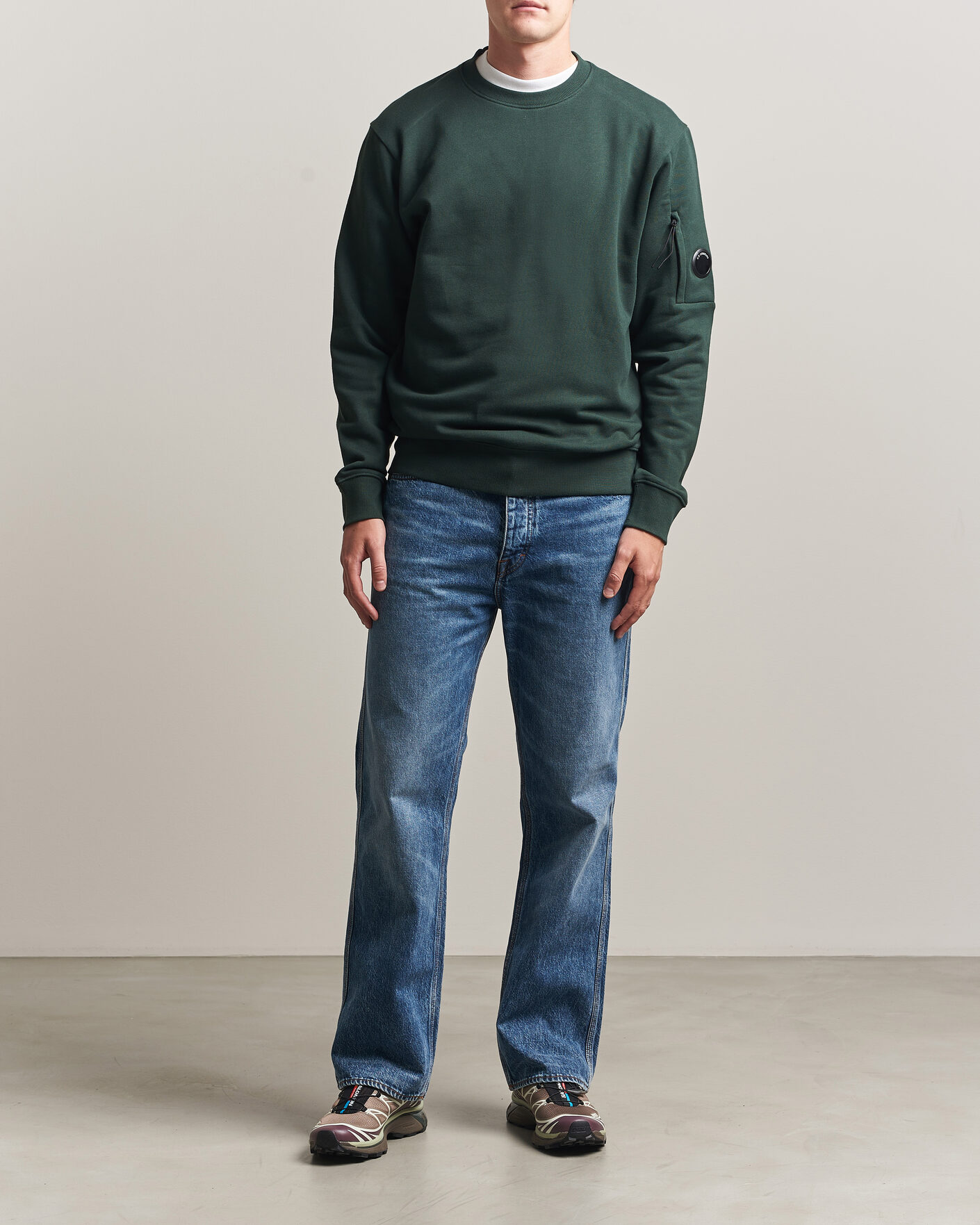 Homme | Pulls Et Tricots | C.P. Company | Diagonal Raised Fleece Lens Sweatshirt Emerald Green