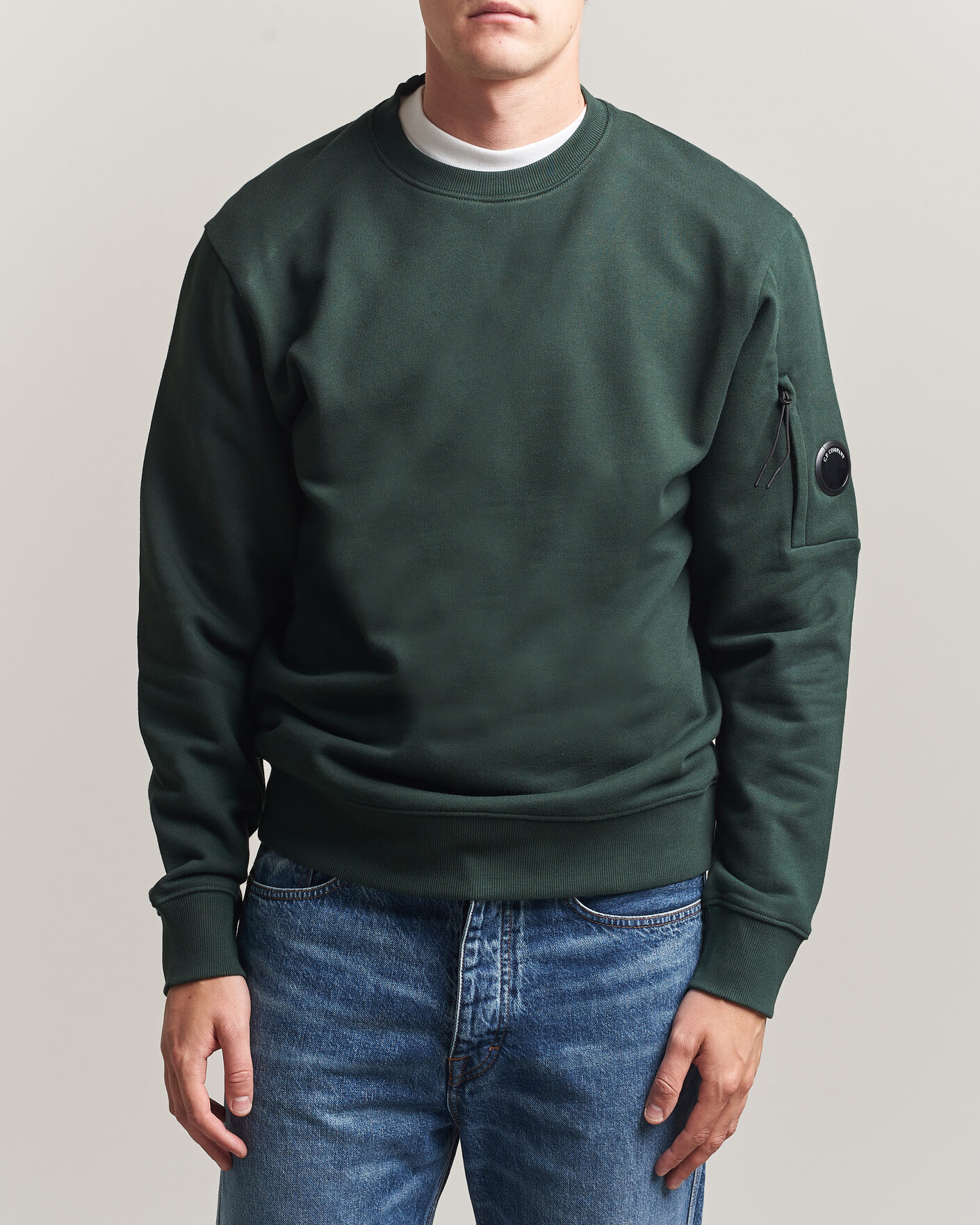 Homme | Pulls Et Tricots | C.P. Company | Diagonal Raised Fleece Lens Sweatshirt Emerald Green