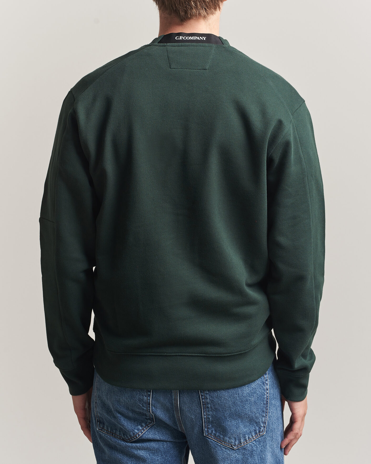 Homme | Pulls Et Tricots | C.P. Company | Diagonal Raised Fleece Lens Sweatshirt Emerald Green