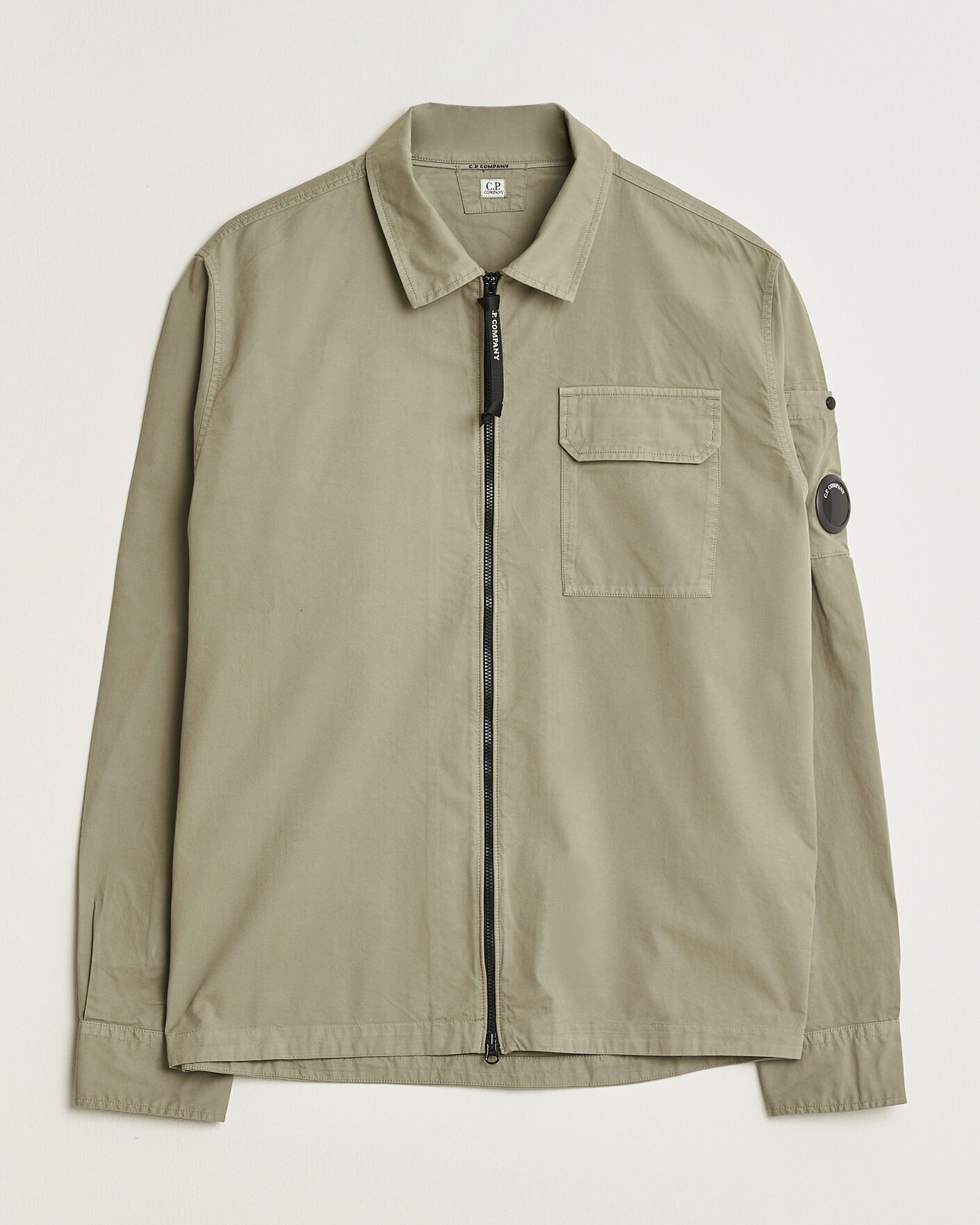 Homme | Chemises | C.P. Company | Organic Cotton Gabardine Zip Overshirt Grey