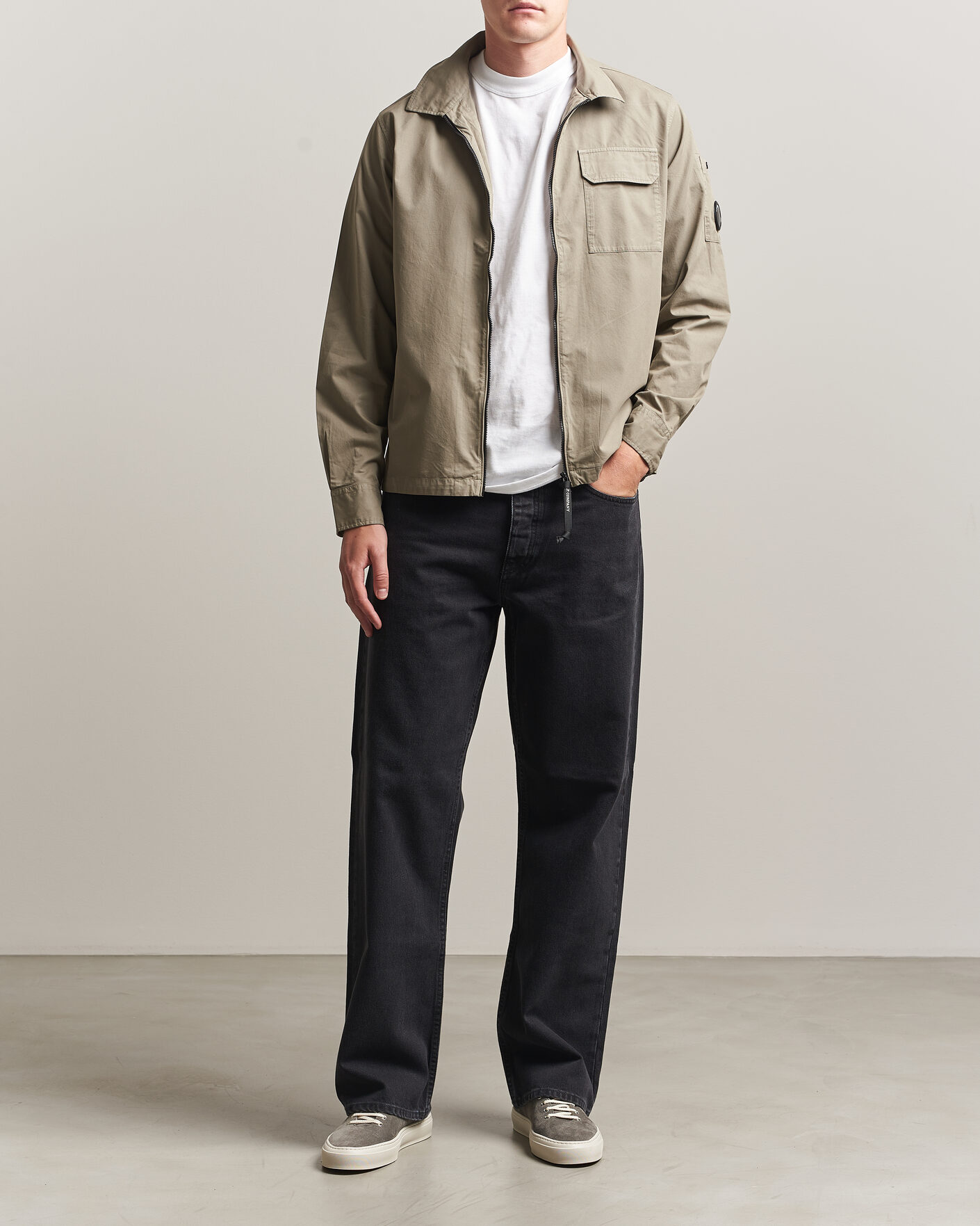 Homme | Chemises | C.P. Company | Organic Cotton Gabardine Zip Overshirt Grey