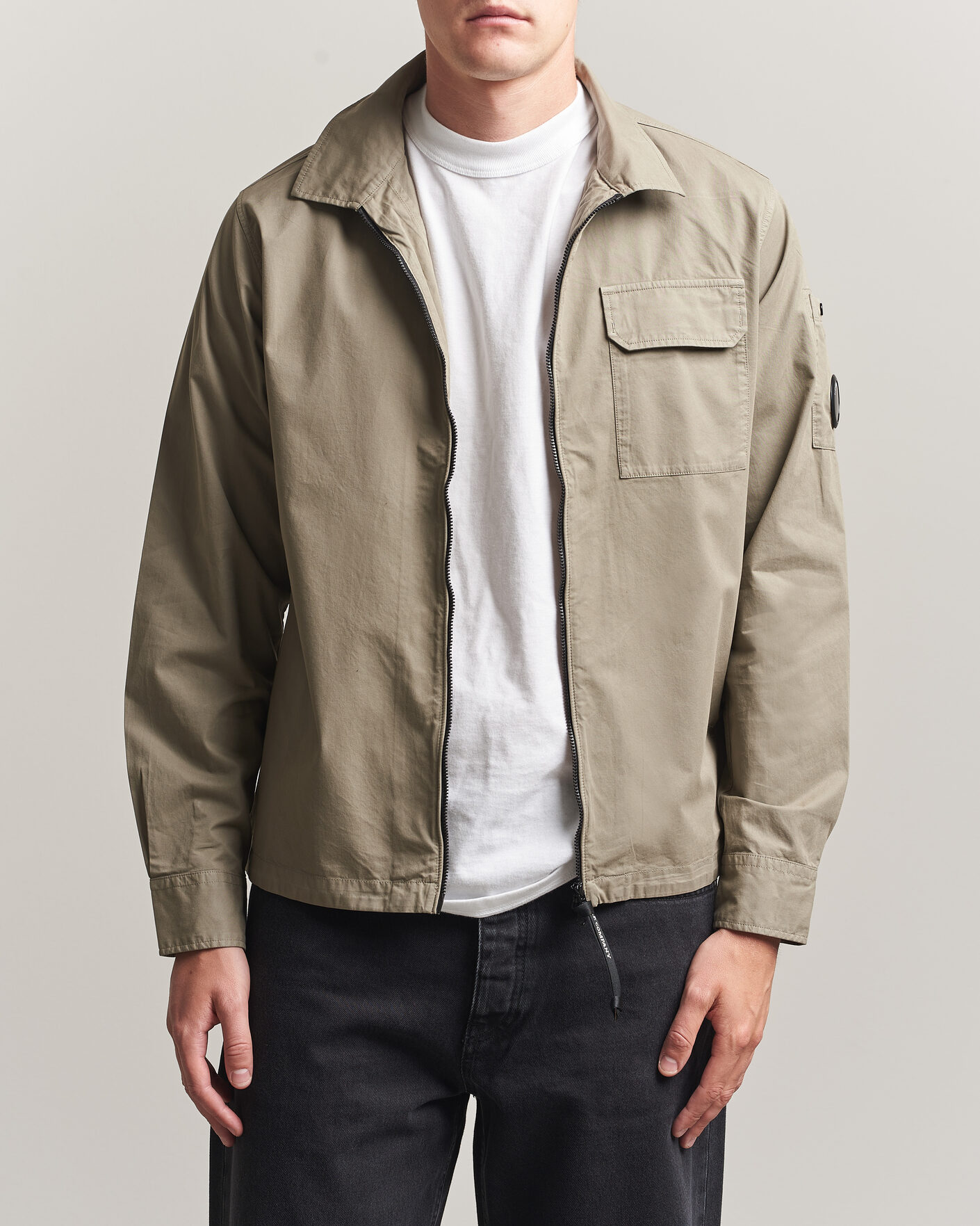 Homme | Chemises | C.P. Company | Organic Cotton Gabardine Zip Overshirt Grey