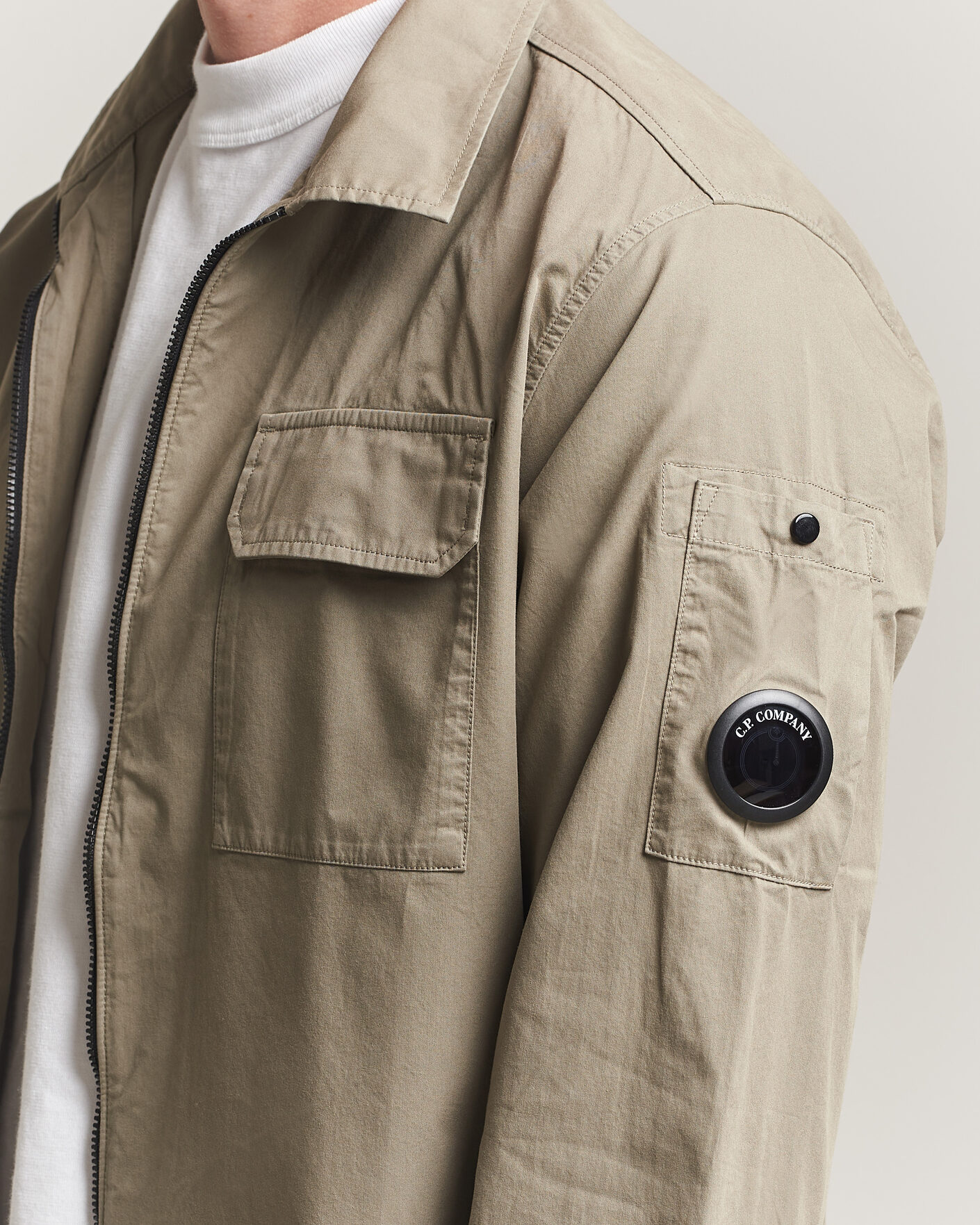 Homme | Chemises | C.P. Company | Organic Cotton Gabardine Zip Overshirt Grey