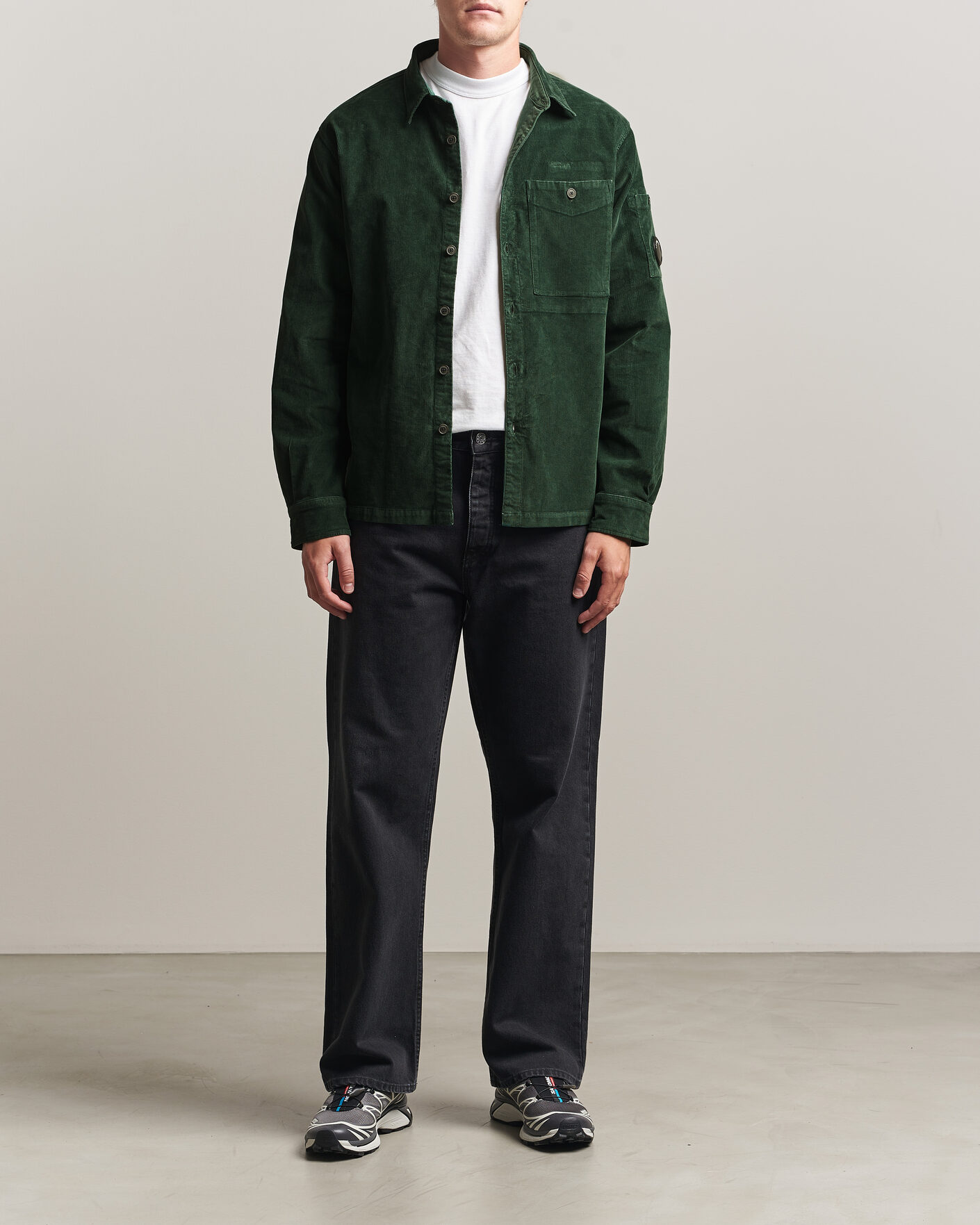 Homme | Chemises | C.P. Company | Corduroy Lens Overshirt Emerald Green