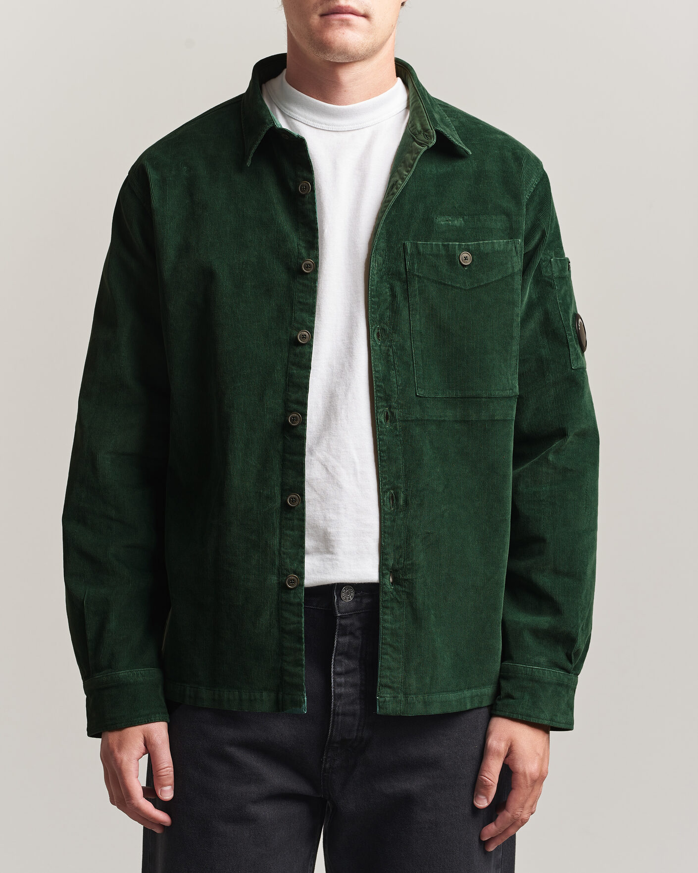 Homme | Chemises | C.P. Company | Corduroy Lens Overshirt Emerald Green