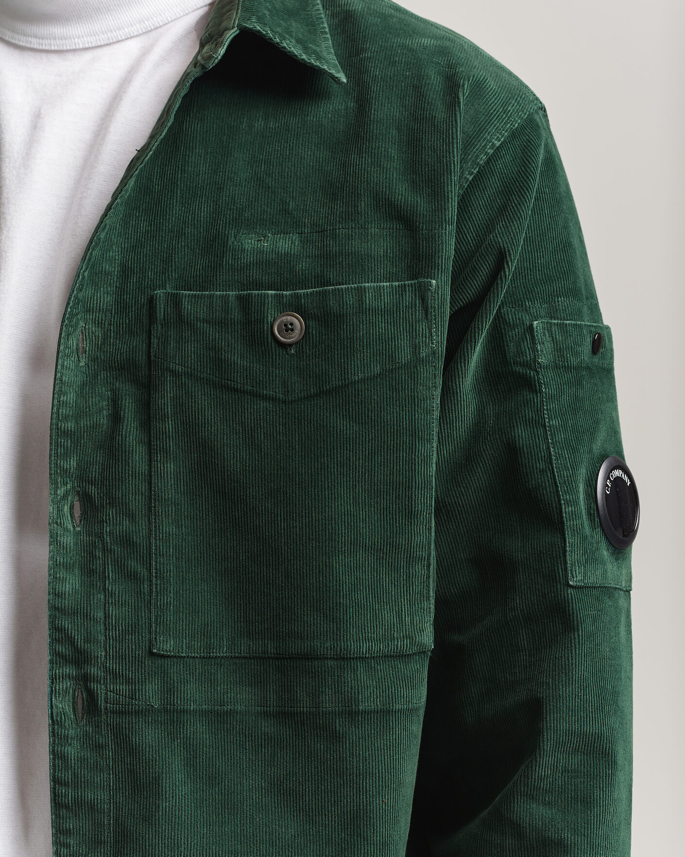 Homme | Chemises | C.P. Company | Corduroy Lens Overshirt Emerald Green