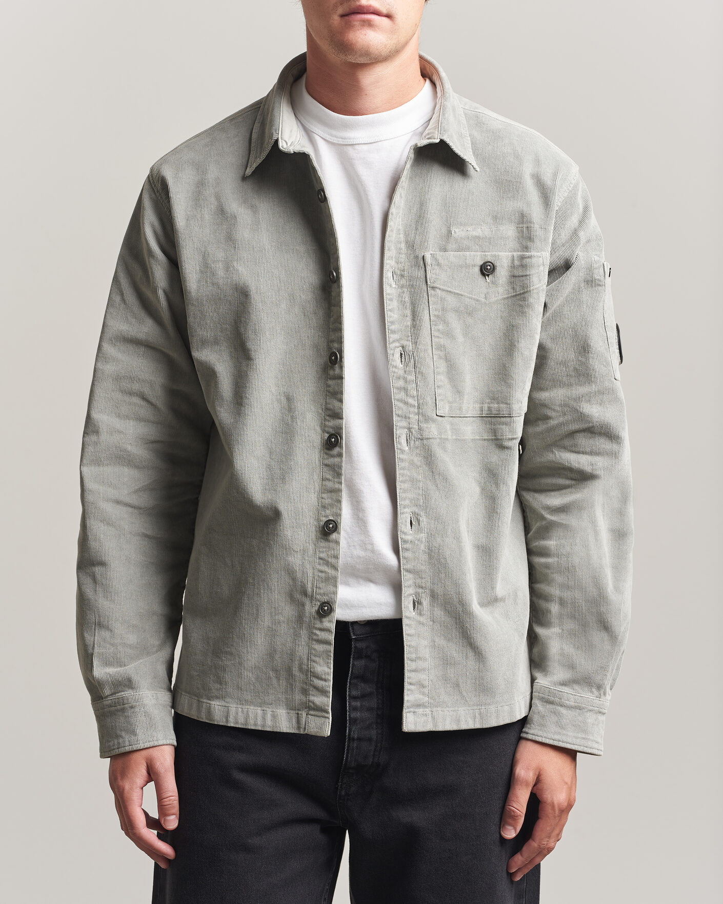 Homme | Chemises | C.P. Company | Corduroy Lens Overshirt Light Grey