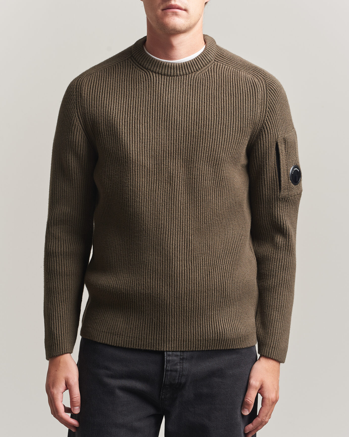 Homme | Pulls Et Tricots | C.P. Company | Full Rib Knitted Cotton Crew Neck Dark Green