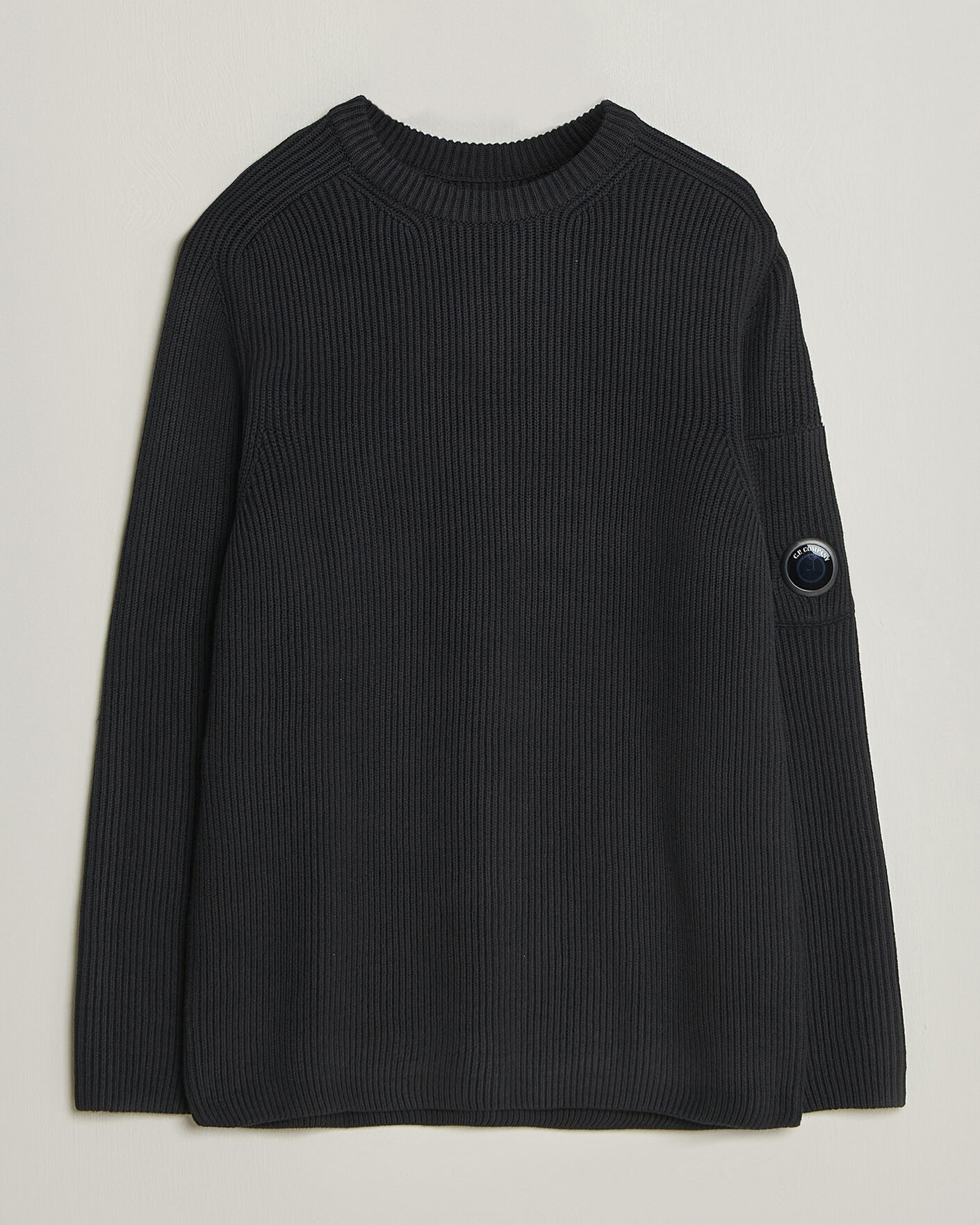 Homme | Pulls Et Tricots | C.P. Company | Full Rib Knitted Cotton Crew Neck Black
