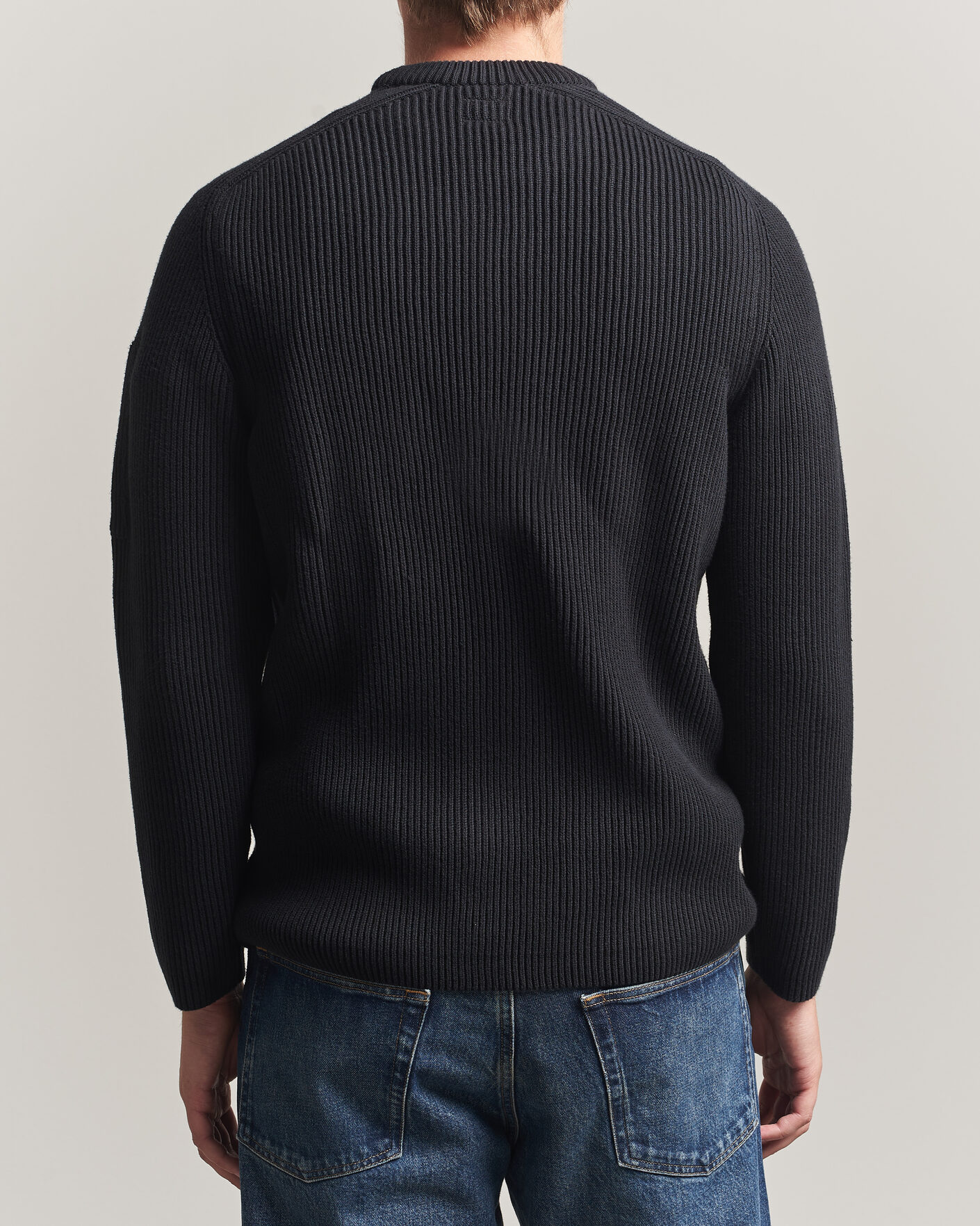Homme | Pulls Et Tricots | C.P. Company | Full Rib Knitted Cotton Crew Neck Black