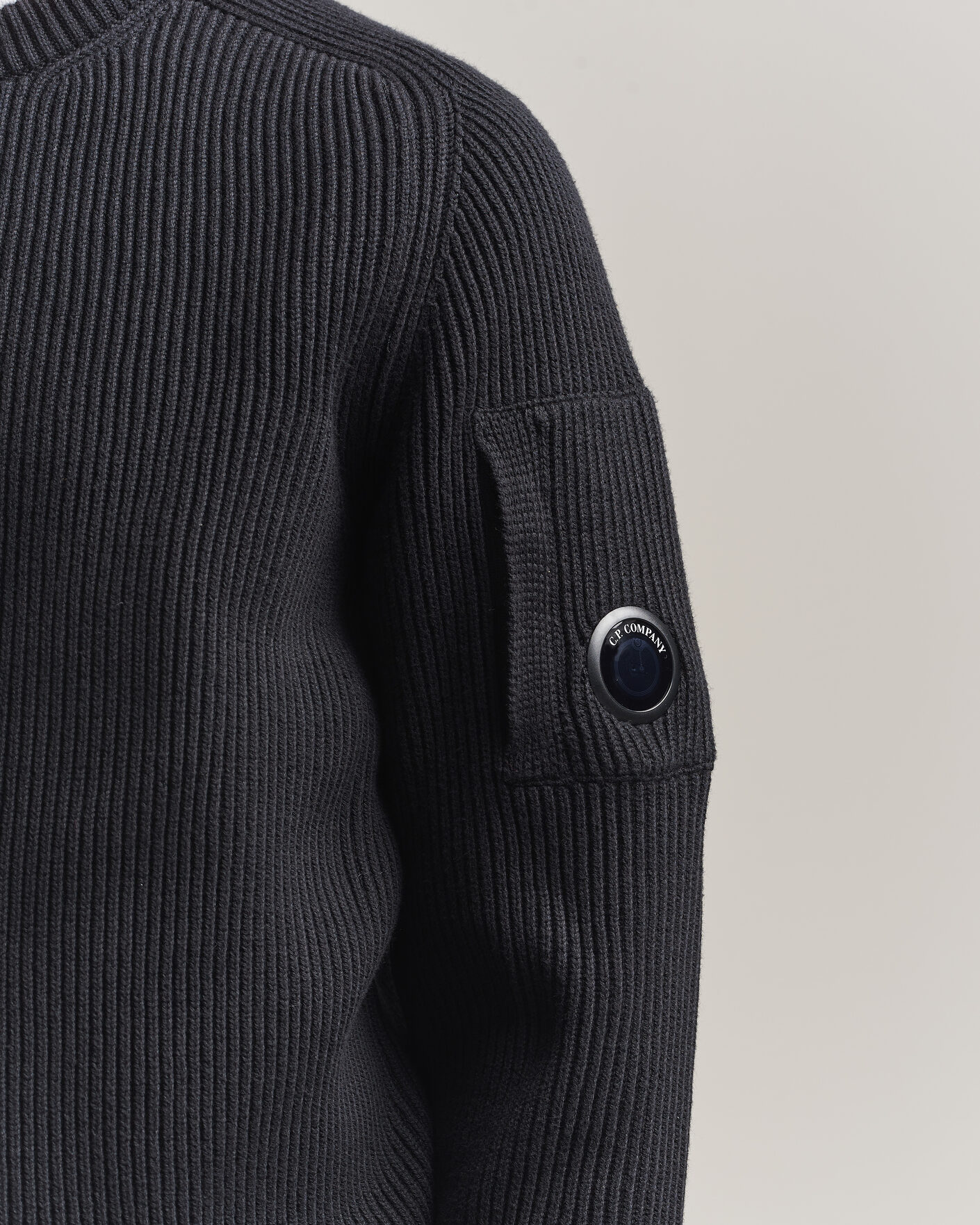 Homme | Pulls Et Tricots | C.P. Company | Full Rib Knitted Cotton Crew Neck Black