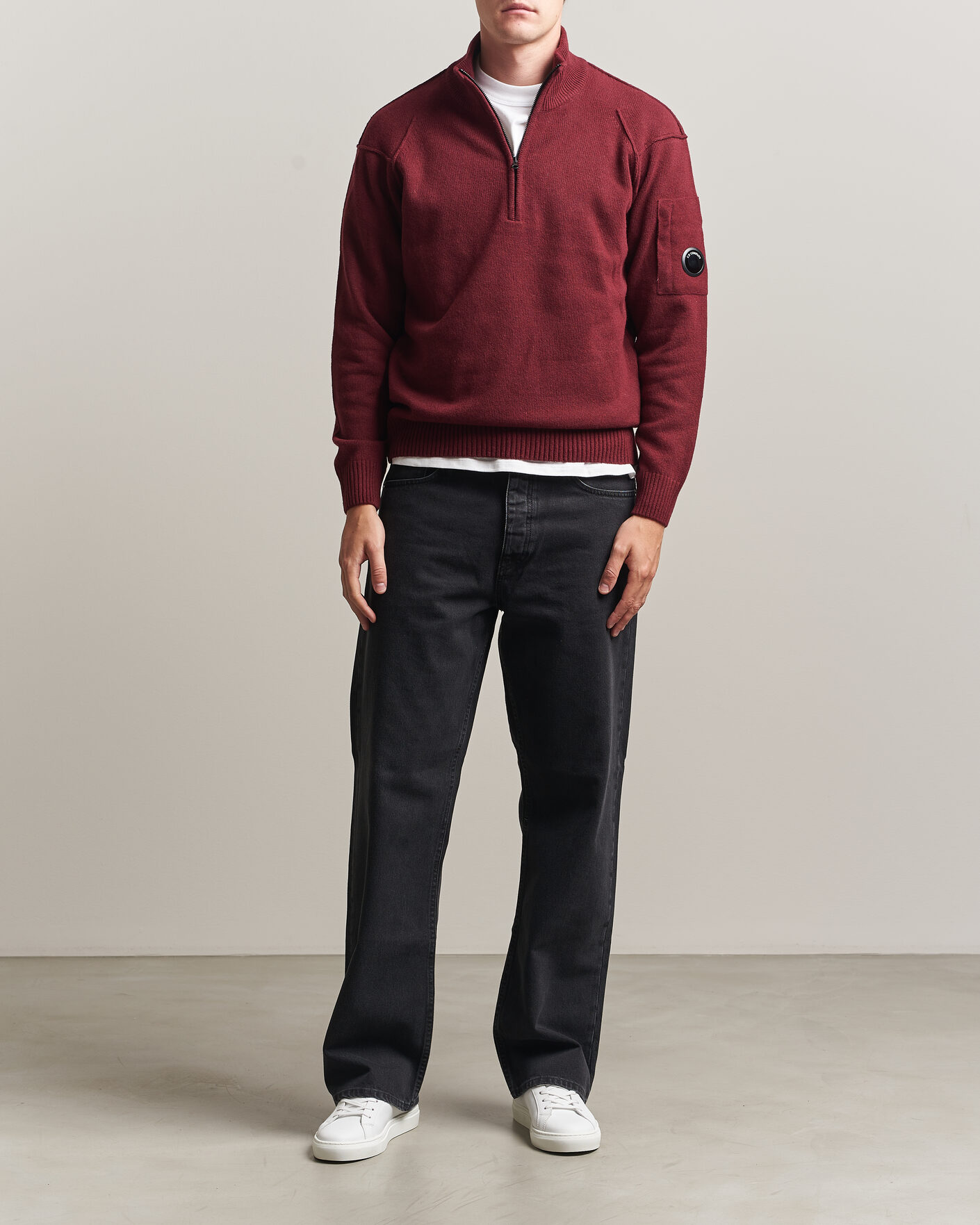 Homme | Pulls Et Tricots | C.P. Company | Knitted Lambswool Half-Zip Burgundy