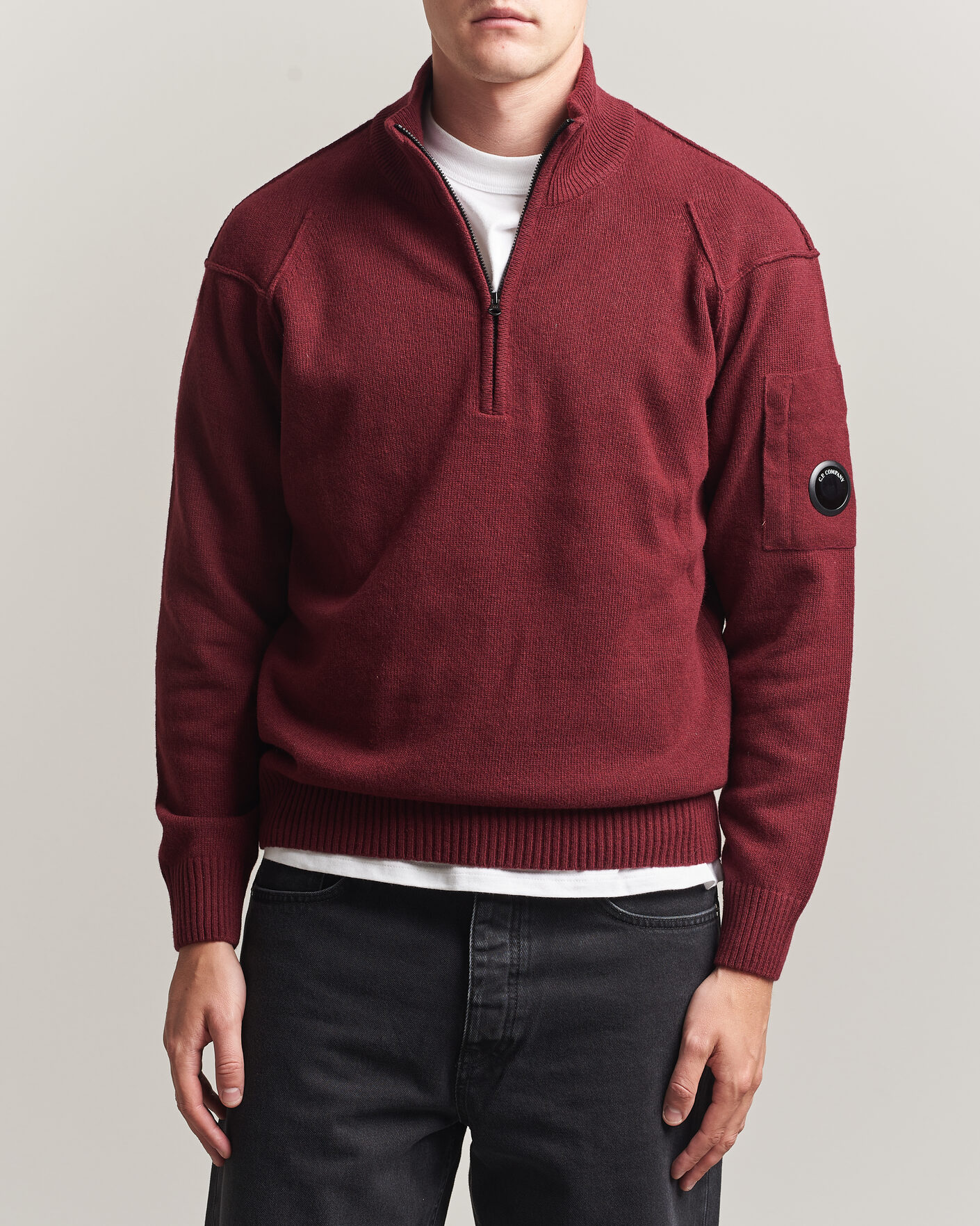 Homme | Pulls Et Tricots | C.P. Company | Knitted Lambswool Half-Zip Burgundy