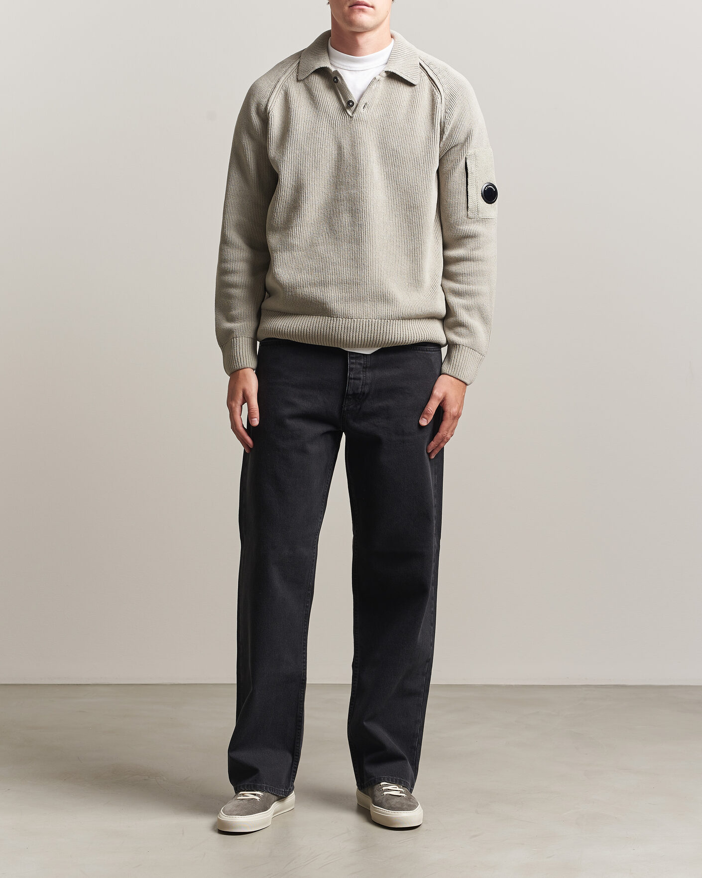 Homme | Pulls Et Tricots | C.P. Company | Cotton Chenille Polo Collar Light Grey