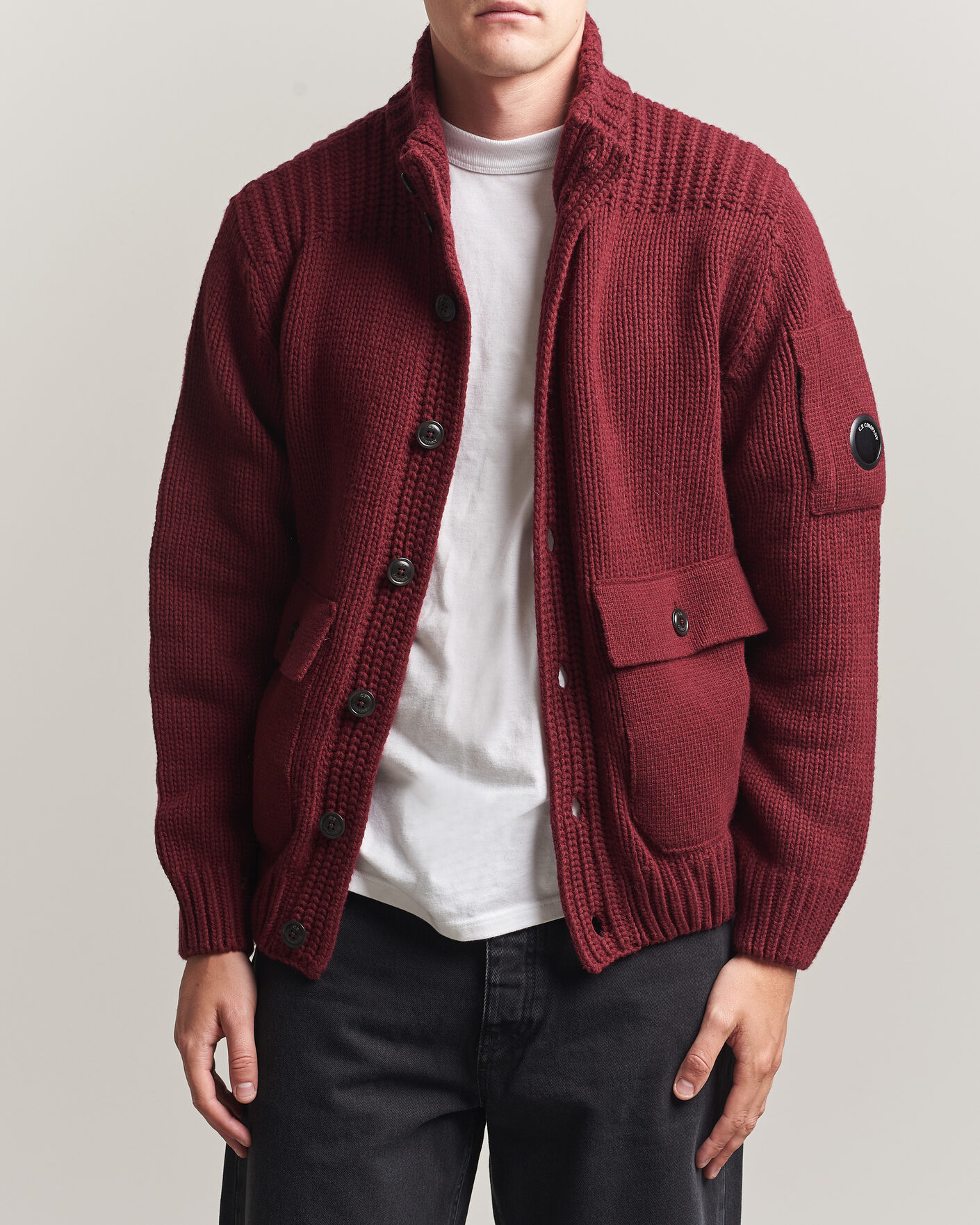 Homme | Pulls Et Tricots | C.P. Company | Heavy Lambswool Cardigan Burgundy