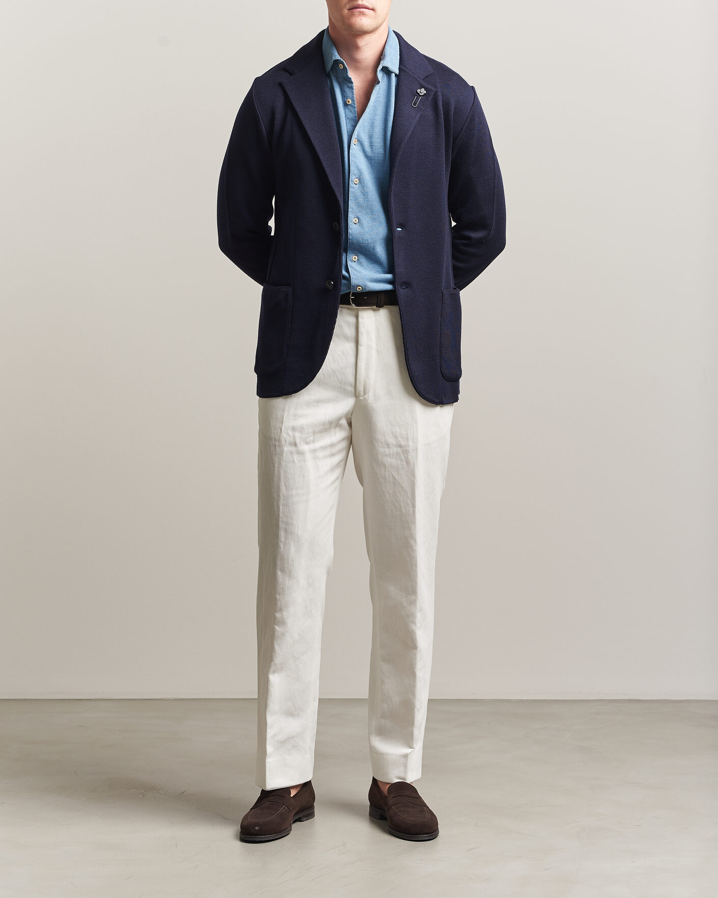 Homme | Blazers | Lardini | Knitted Wool Blazer Navy