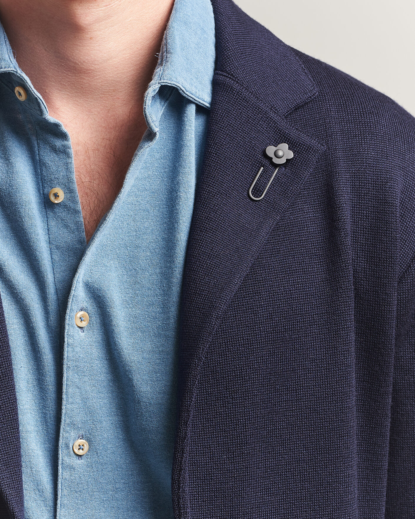 Homme | Blazers | Lardini | Knitted Wool Blazer Navy