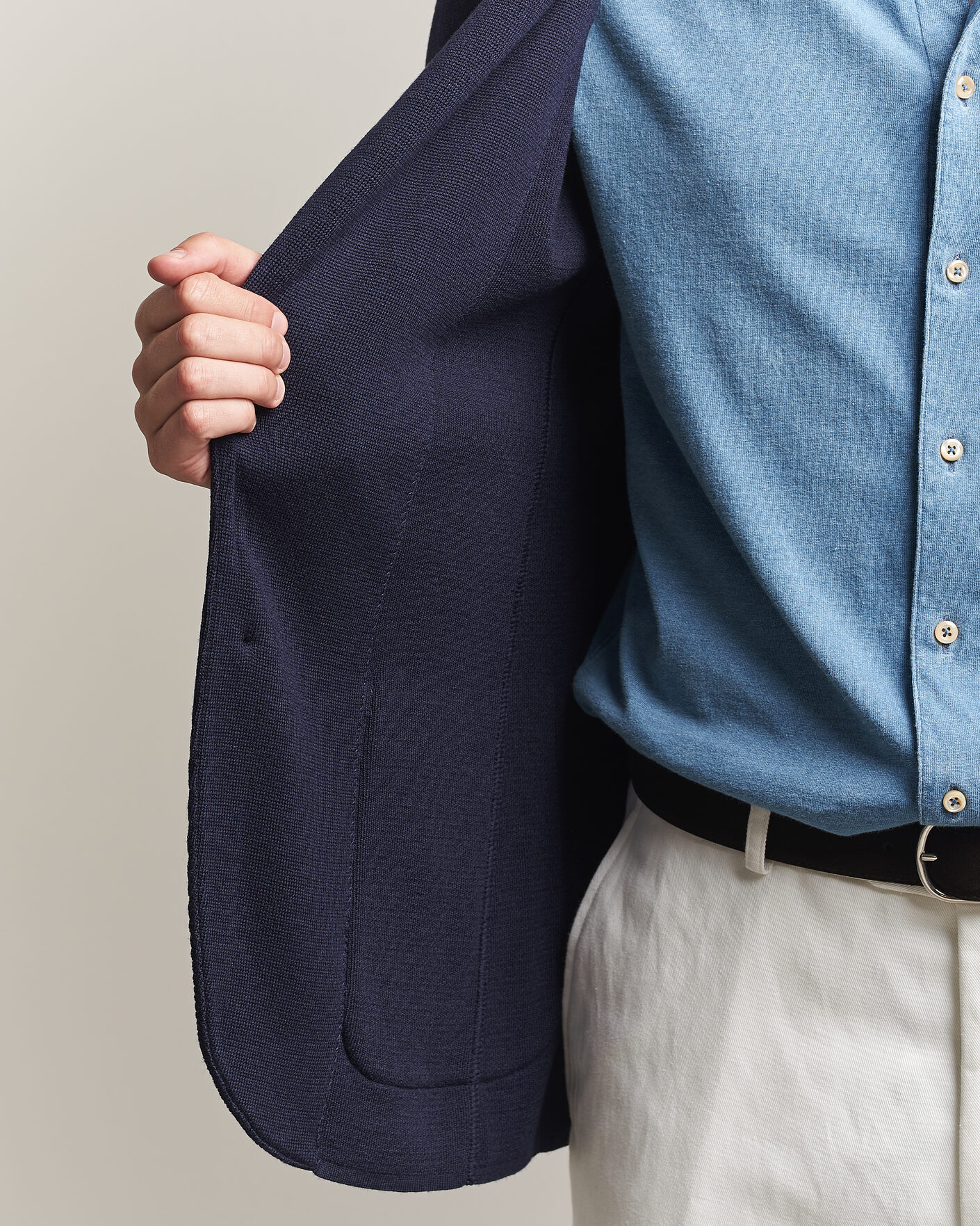 Homme | Blazers | Lardini | Knitted Wool Blazer Navy