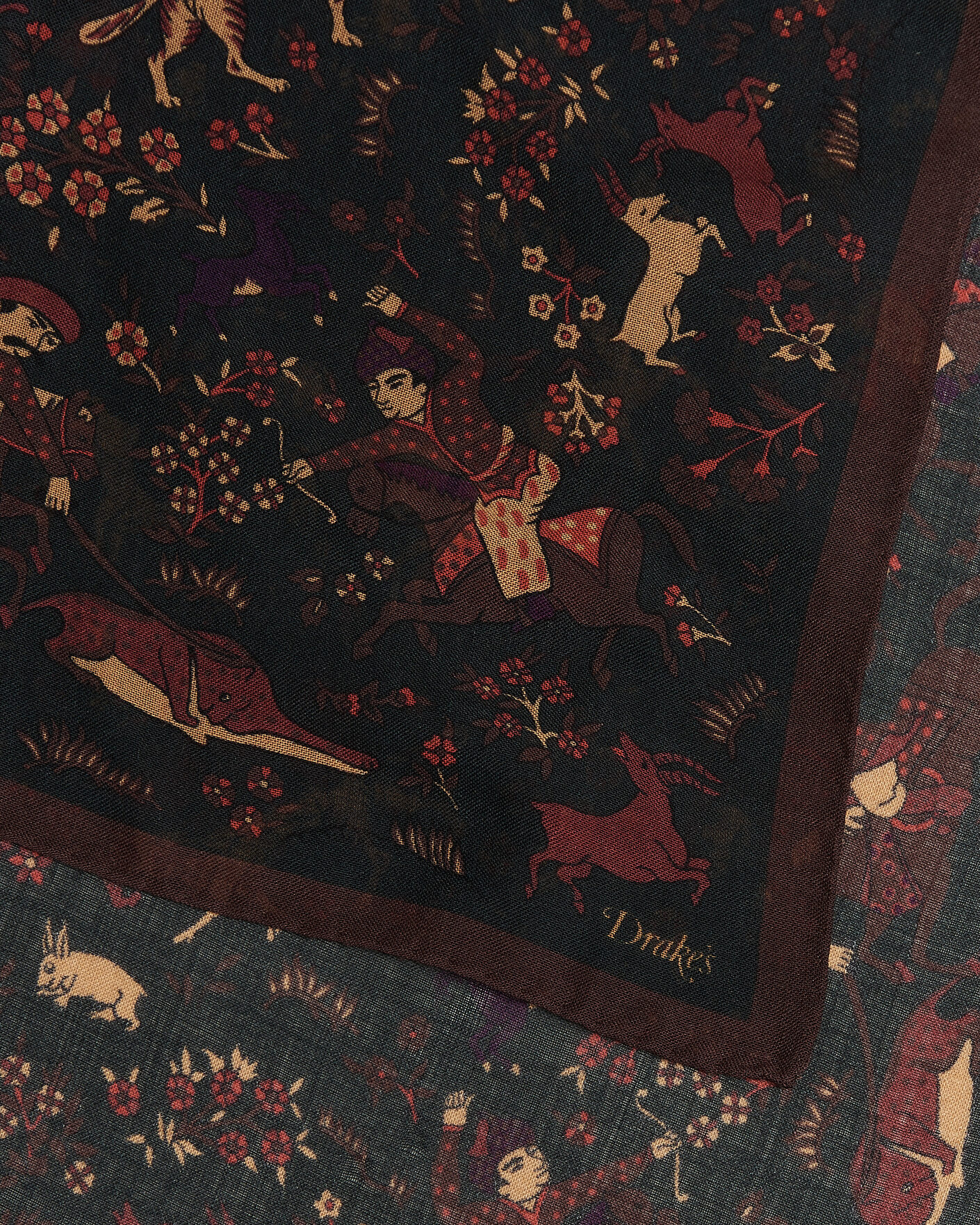 Homme | Écharpes | Drake's | Moghul Wool/Silk Bandana Green
