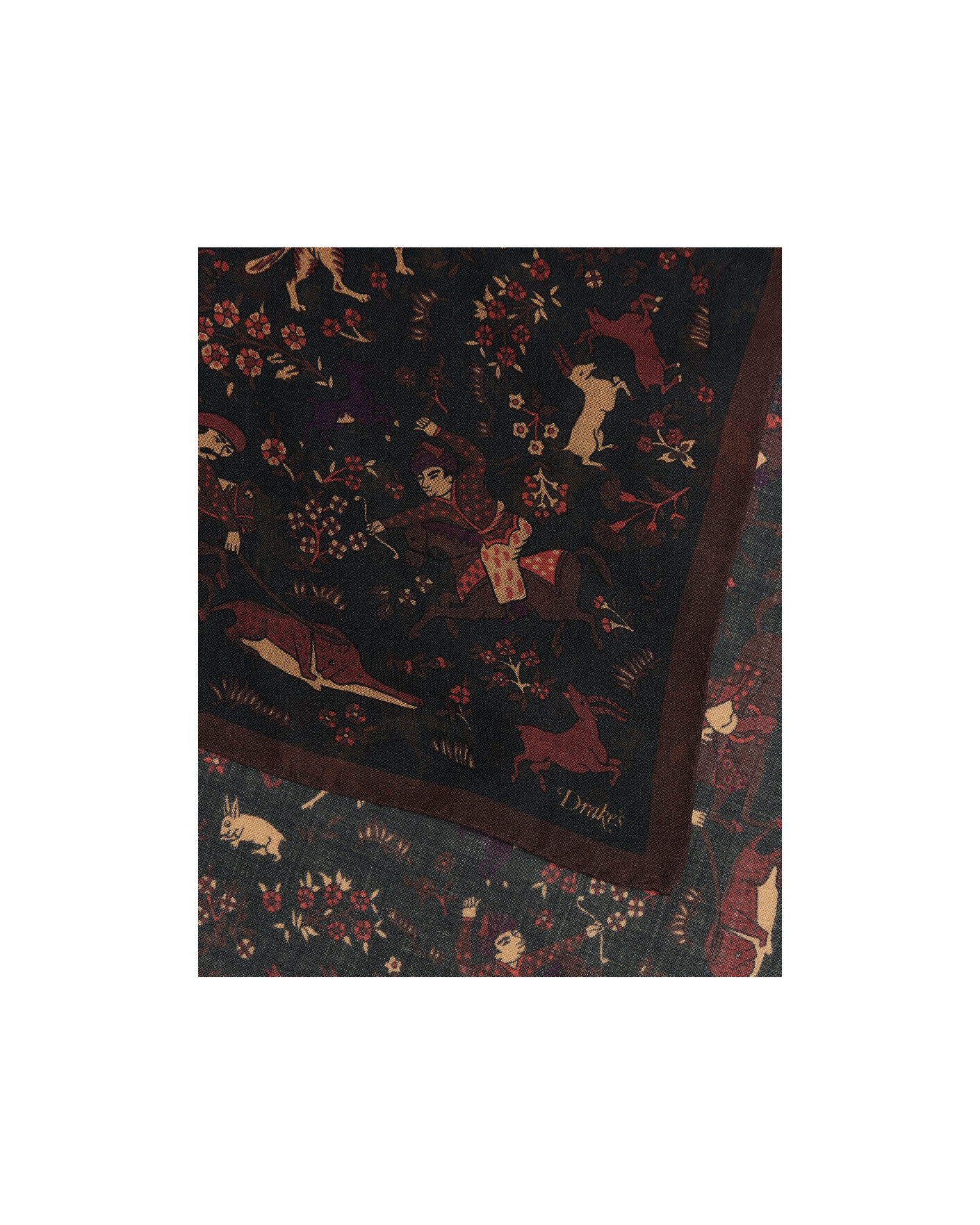 Homme | Écharpes | Drake's | Moghul Wool/Silk Bandana Green