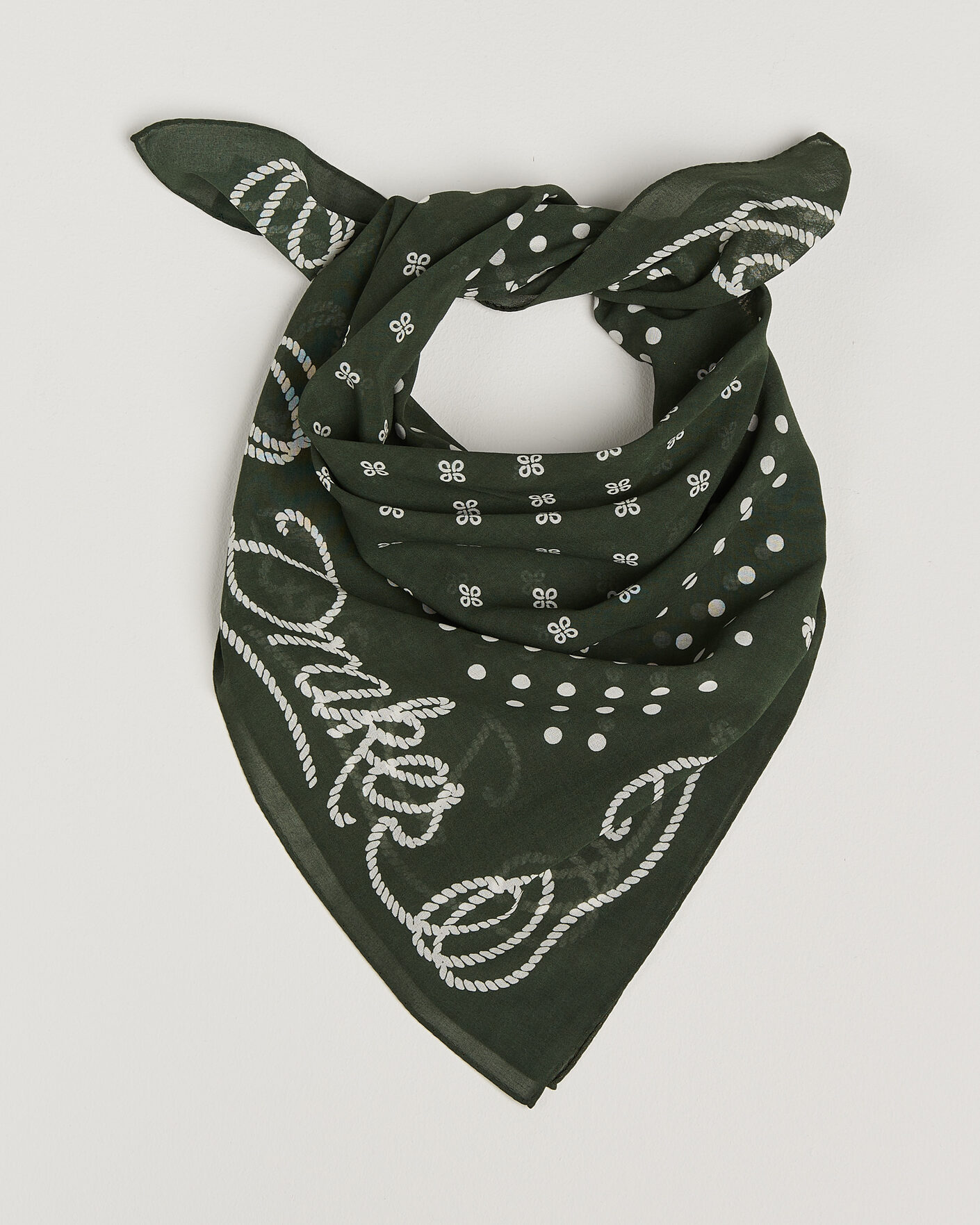 Homme | Écharpes | Drake's | Rope Border Cotton Bandana Green